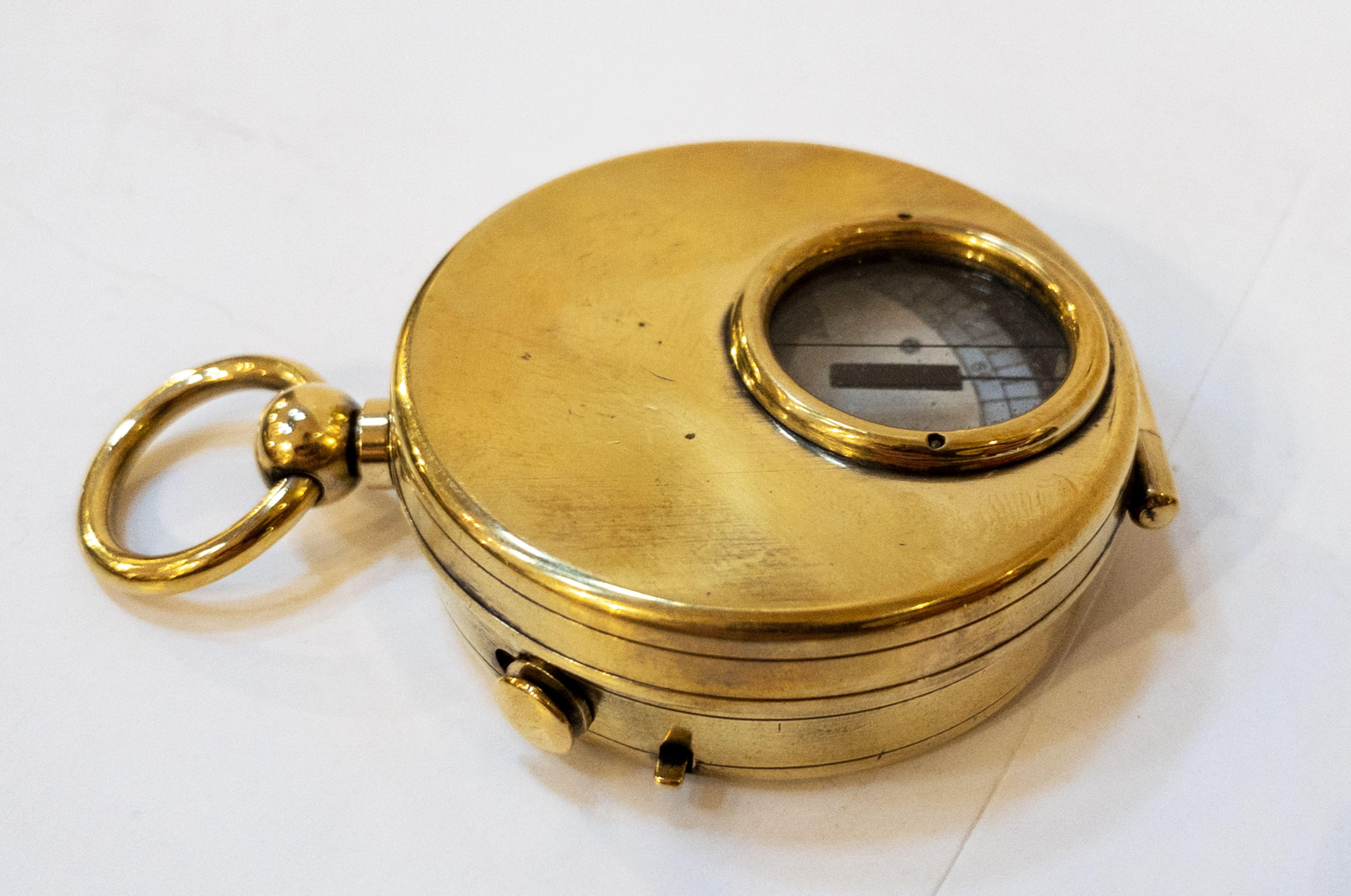 British Marching Compass of Brass with Leather Case 6