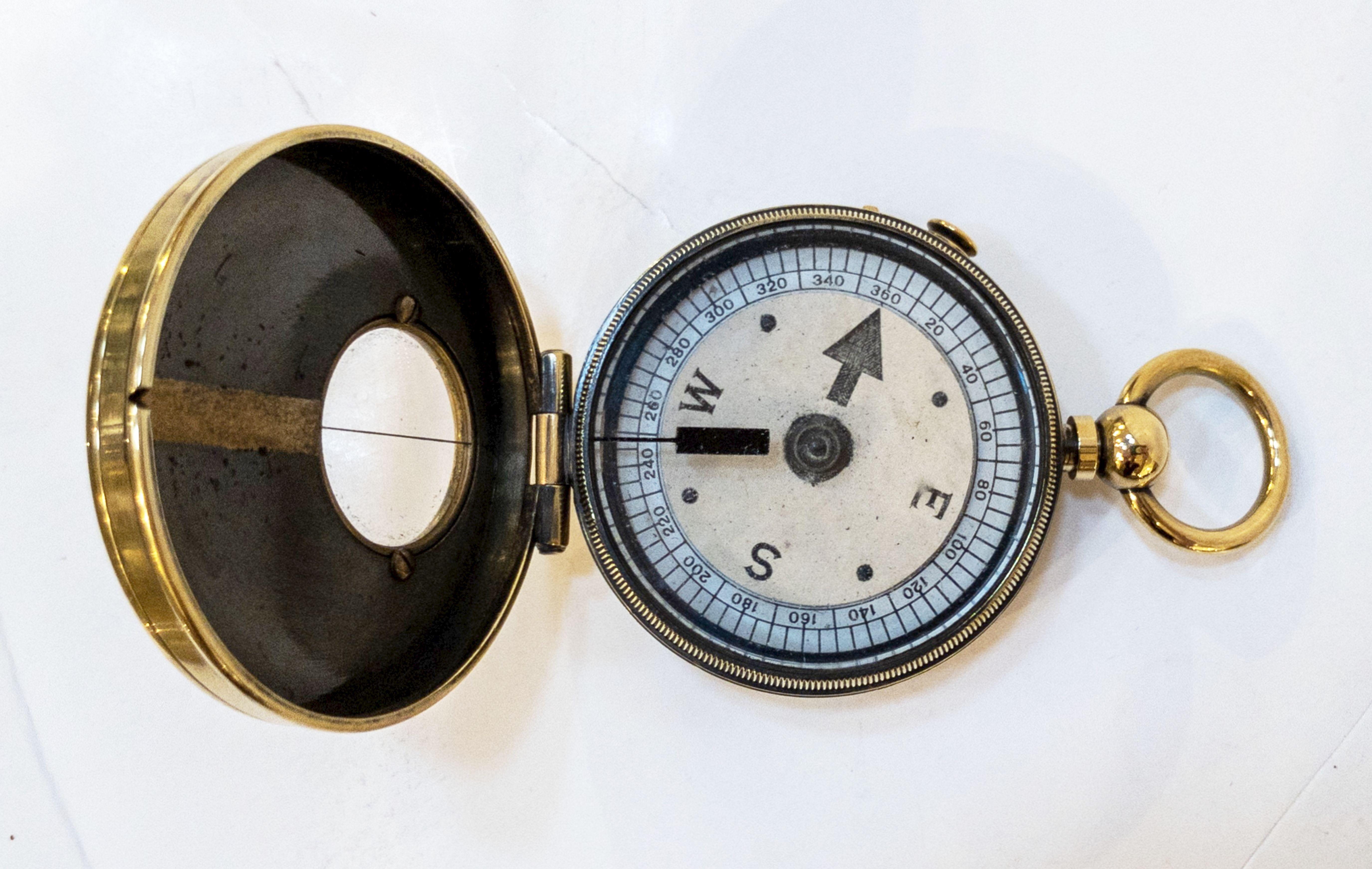 British Marching Compass of Brass with Leather Case 2