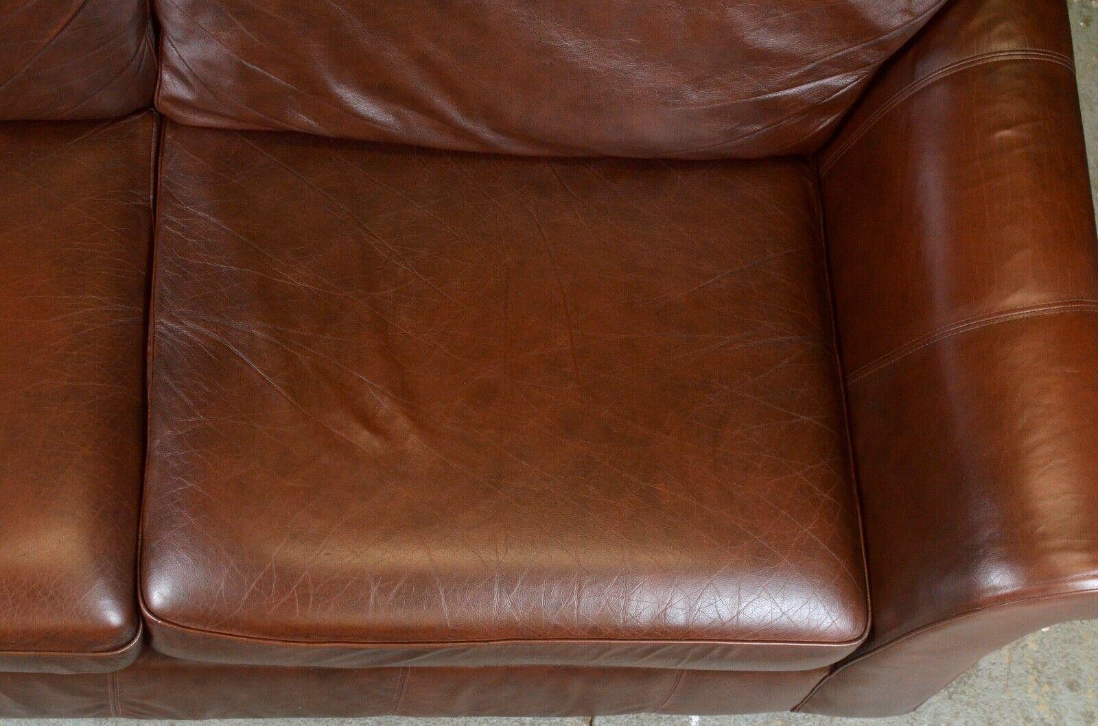 English British Marks & Spencer Abbey 3 Seater Brown Leather Sofa / Armchair Available