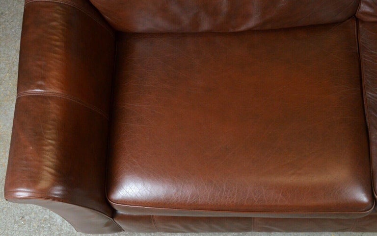 British Marks & Spencer Abbey 3 Seater Brown Leather Sofa / Armchair Available 2