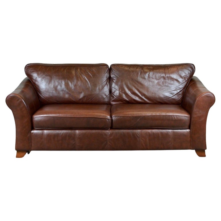 British Marks and Spencer Abbey 3 Seater Brown Leather Sofa / Armchair
