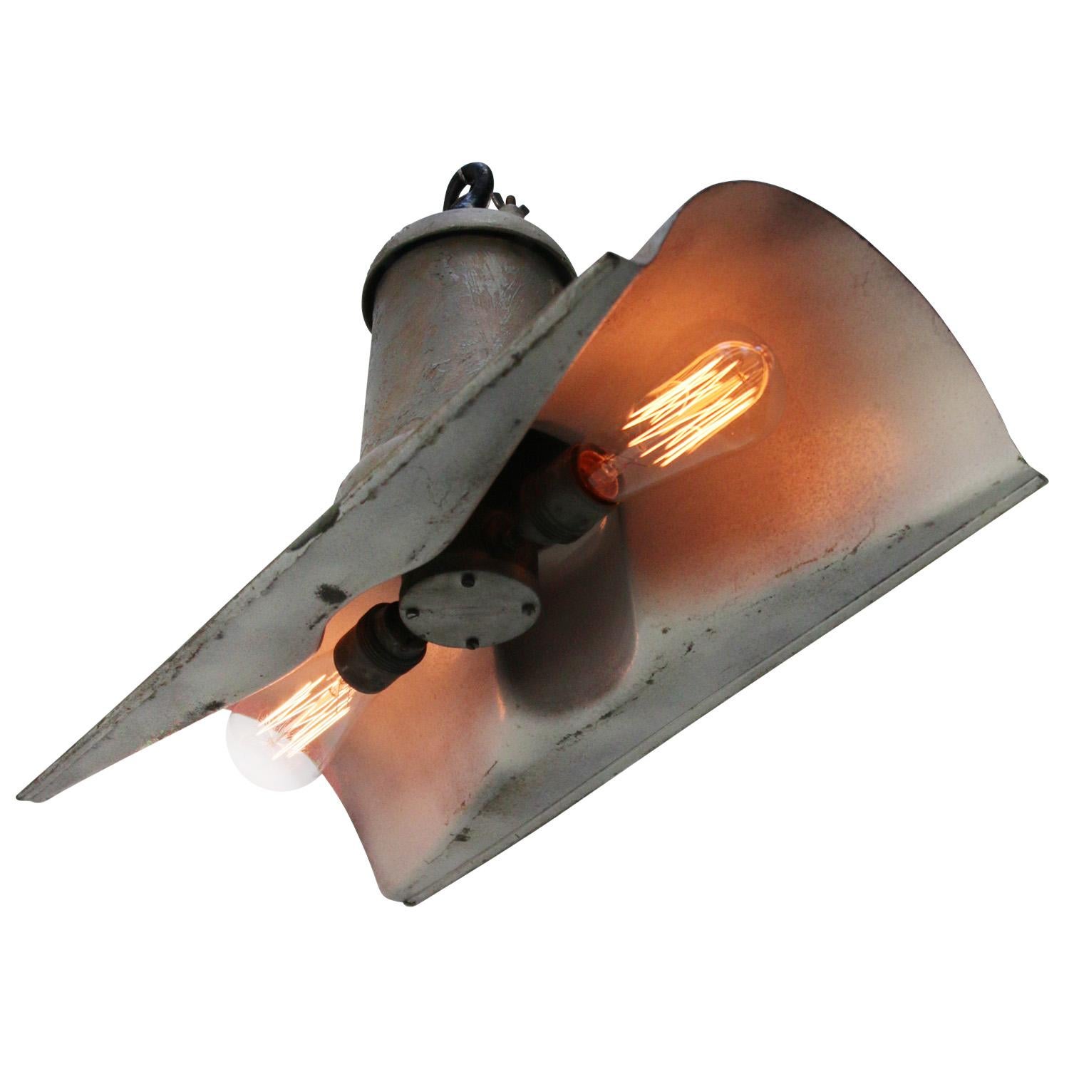 Cast British metal industrial pendant light by Benjamin, UK For Sale