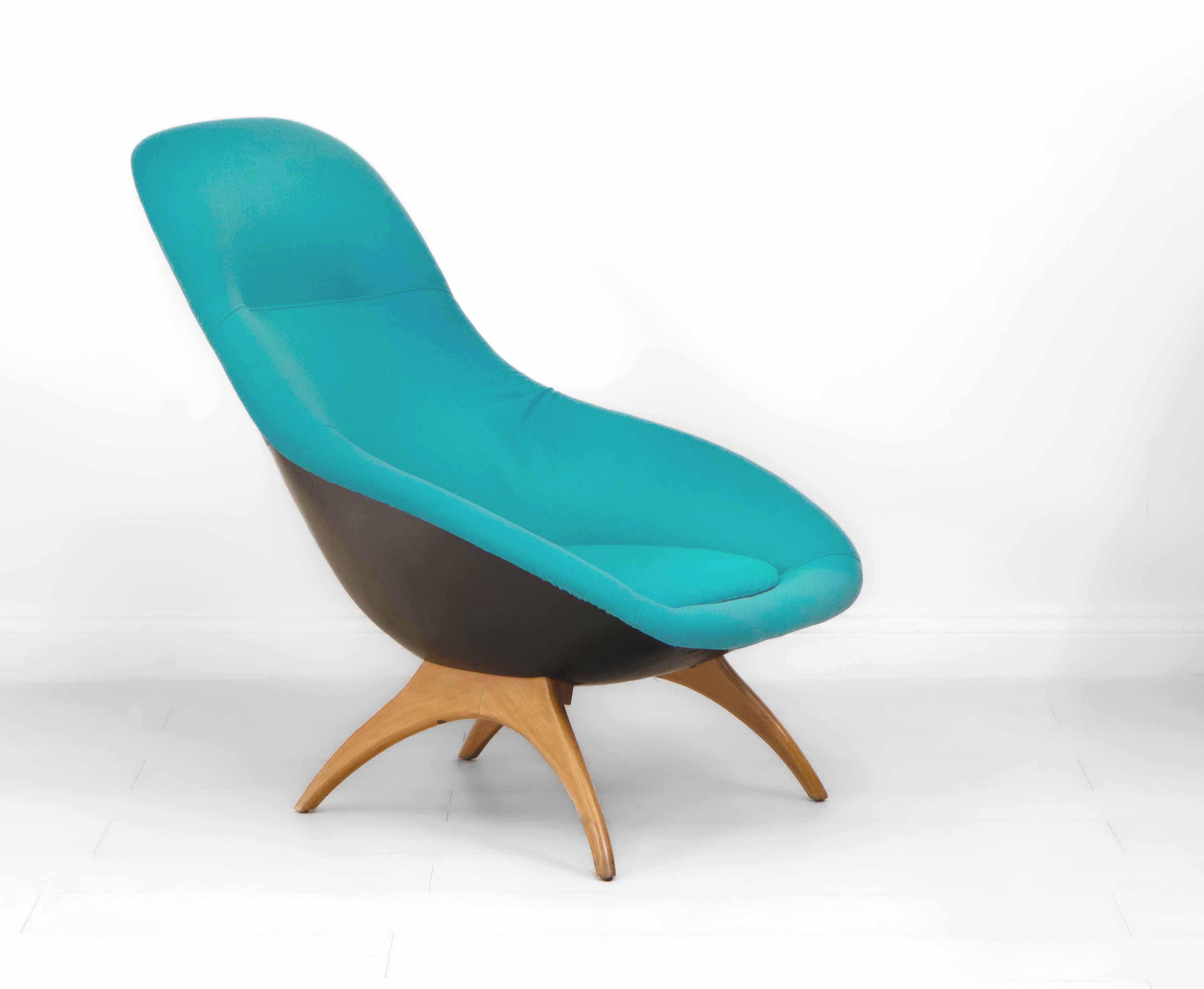 Britische Mid Century 1960's Lurashell Lounge Stuhl 2 (Stoff) im Angebot