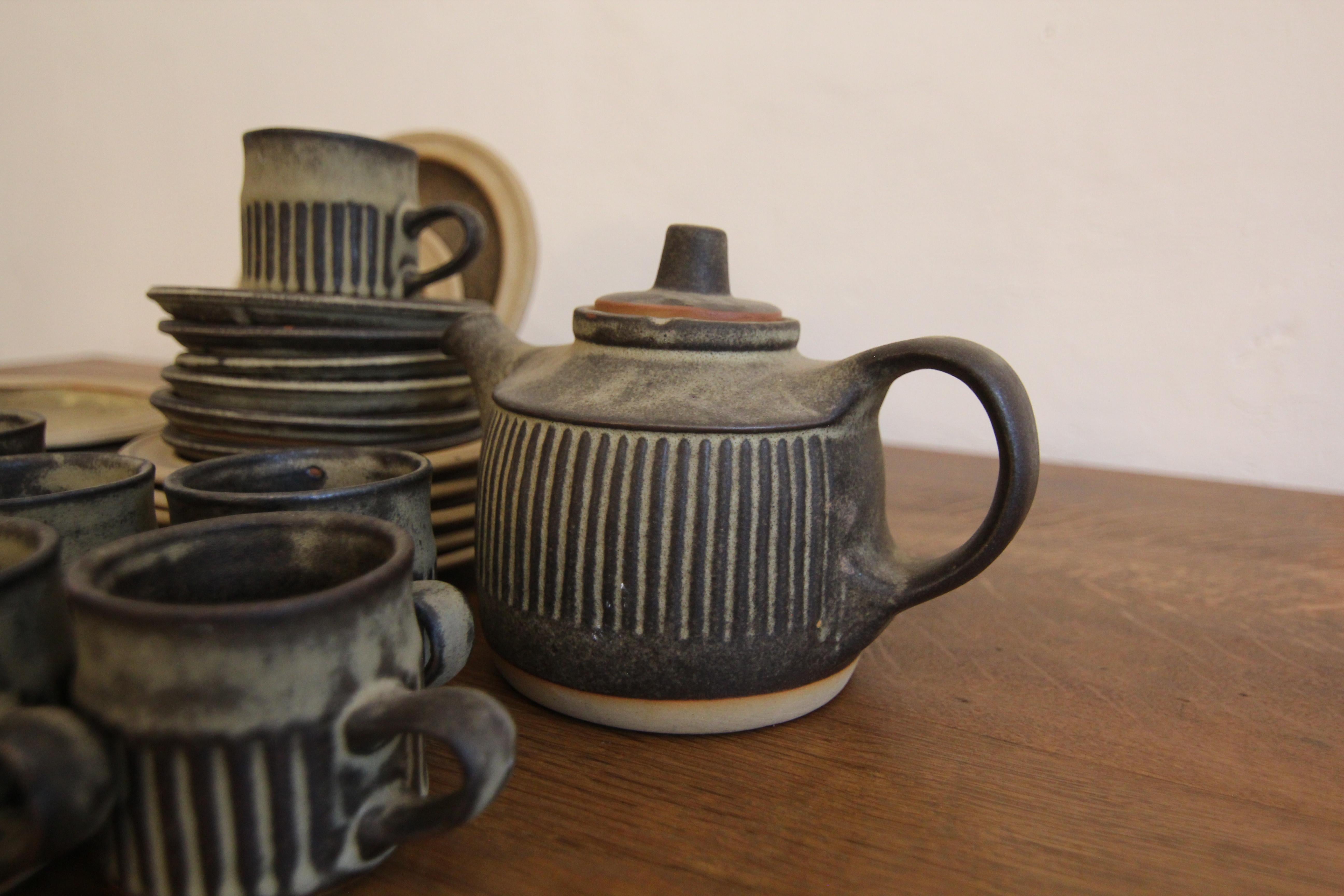 British Mid-Century Brutalism Tremar Pottery Tea Set 4