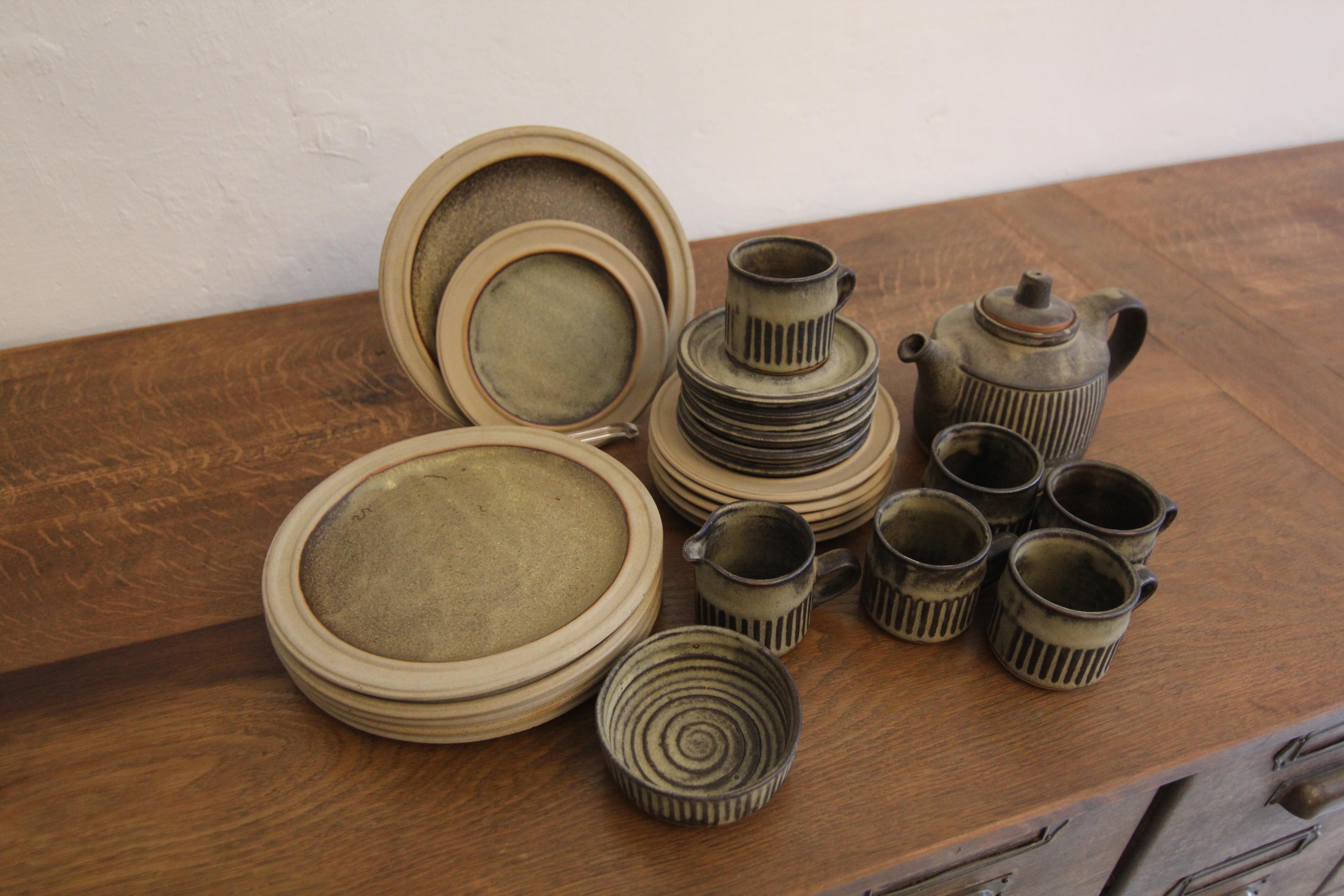 British Mid-Century Brutalism Tremar Pottery Tea Set In Good Condition In Dusseldorf, DE