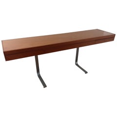 British Midcentury Desk in a Golden Brown Teak Wood by Robert Heritage