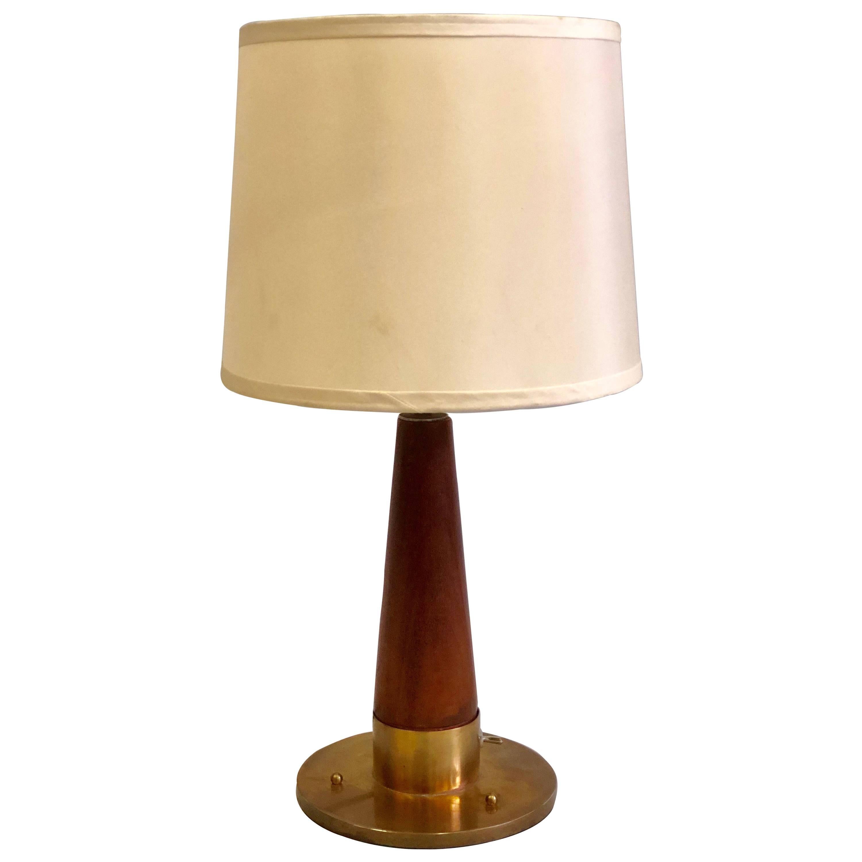 British Mid-Century Modern Teak and Brass, Marine Desk or Table Lamp, 1930 For Sale