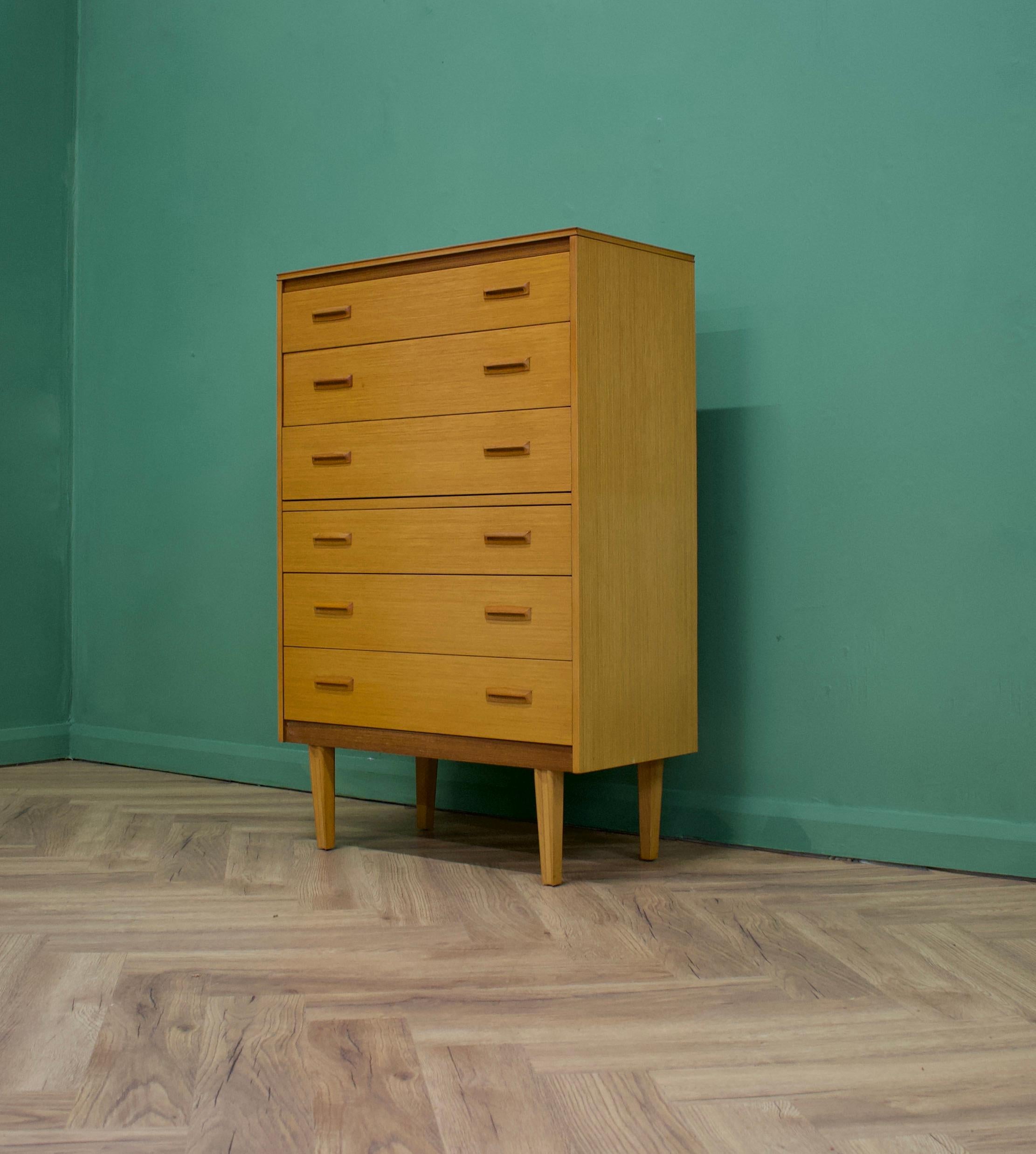 Mid-Century Modern British Midcentury Oak Tallboy Chest of Drawers from Lebus, 1960s