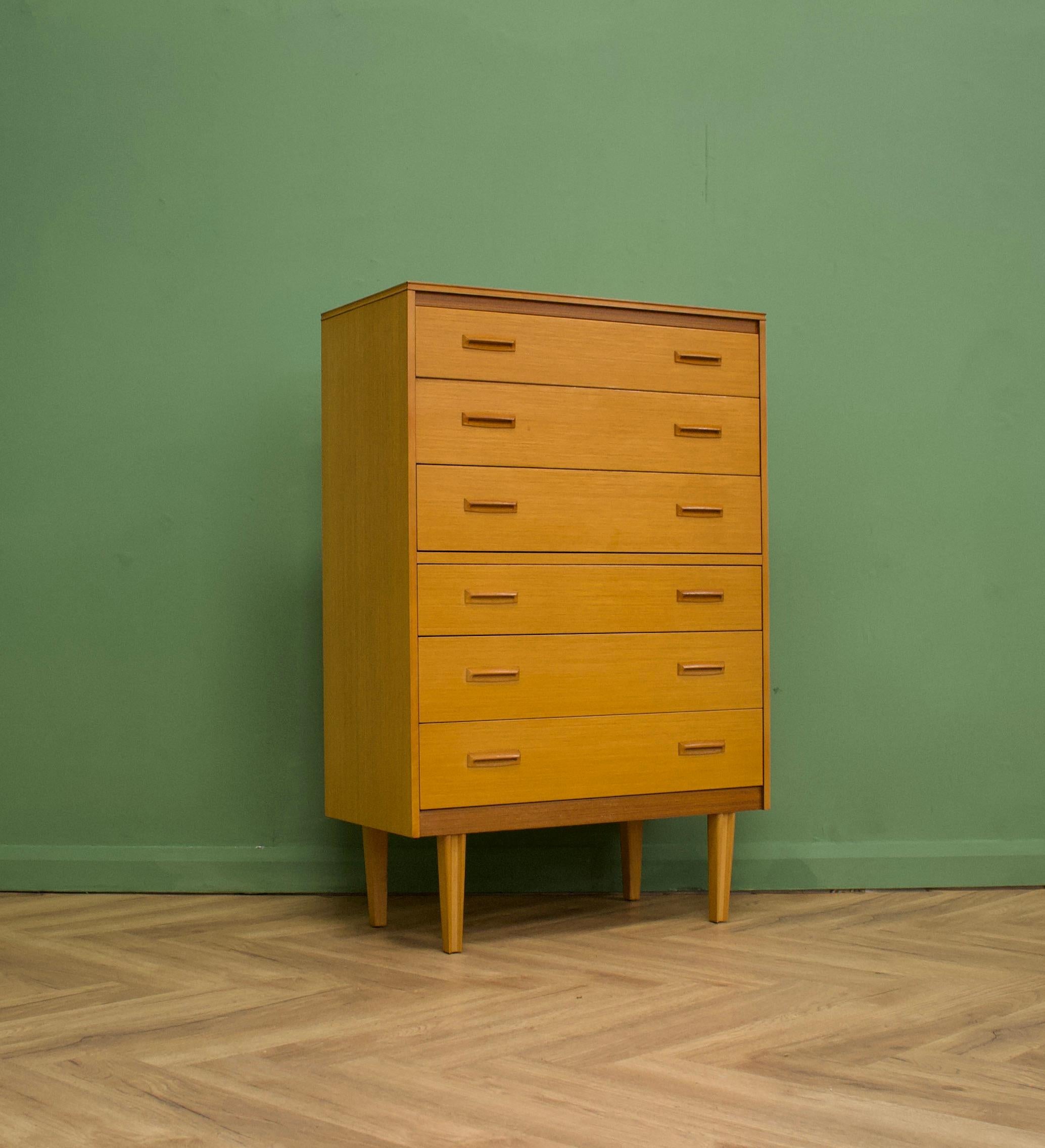 Woodwork British Midcentury Oak Tallboy Chest of Drawers from Lebus, 1960s