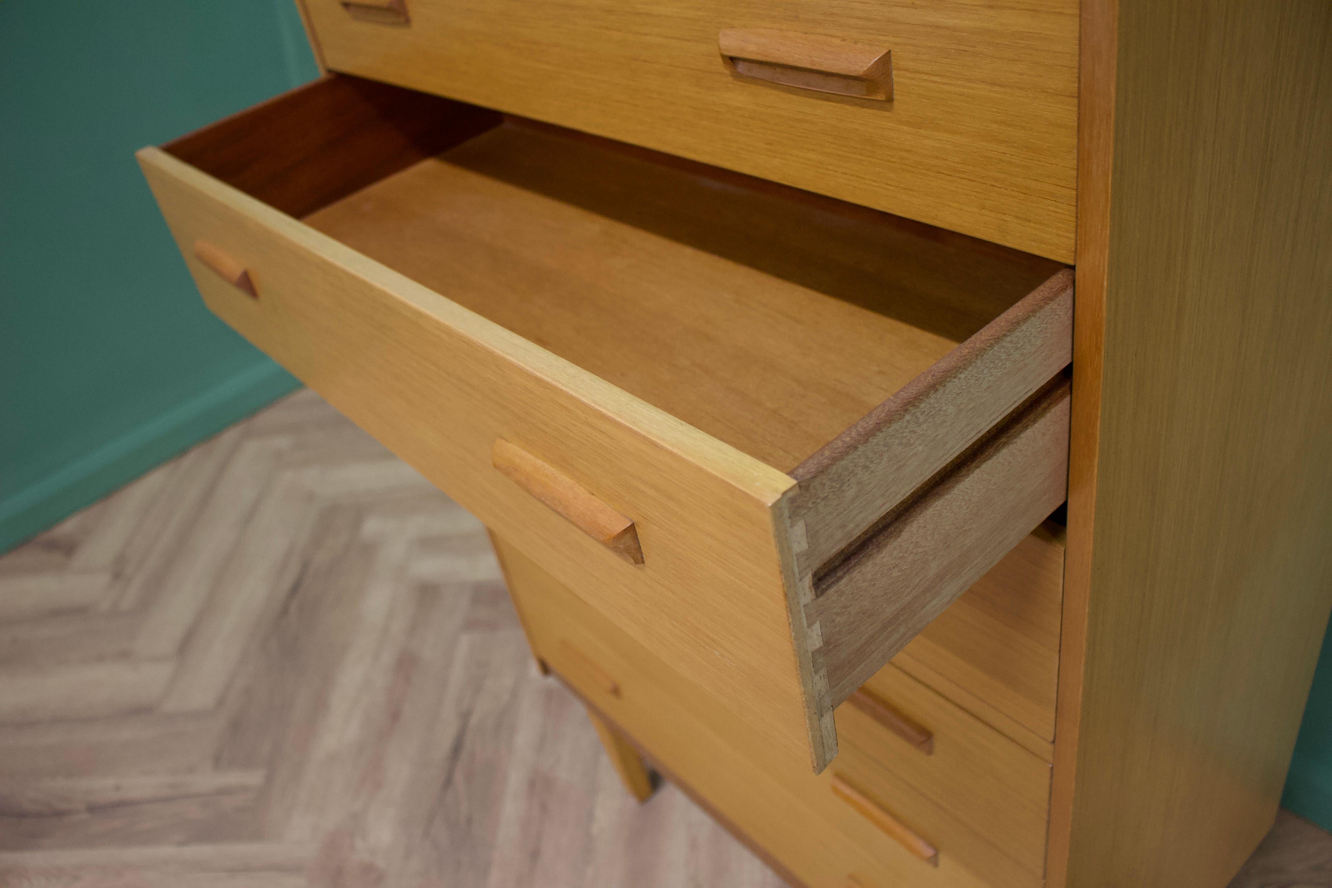 20th Century British Midcentury Oak Tallboy Chest of Drawers from Lebus, 1960s
