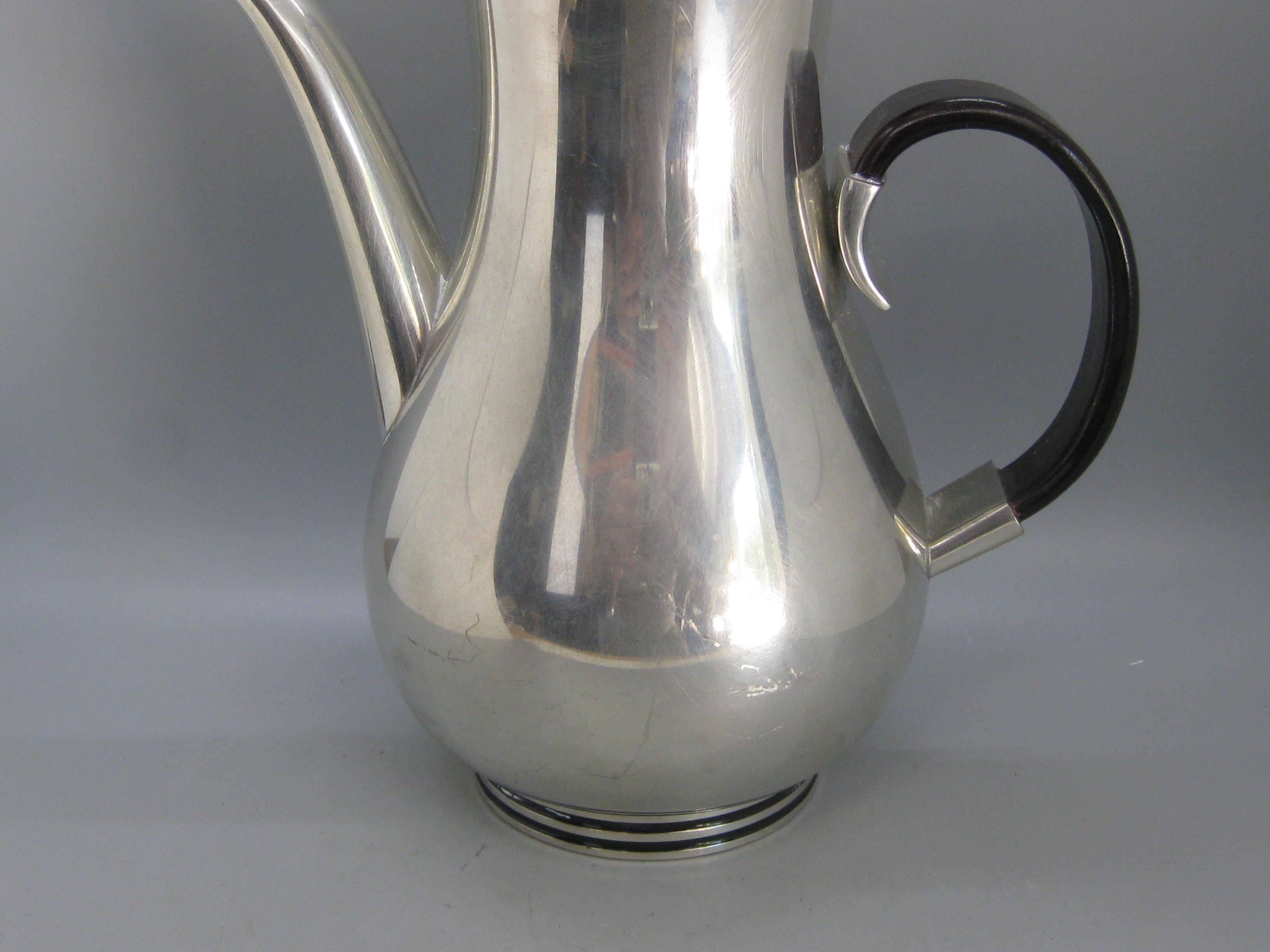 English British Mid Century Royal Selangor Pewter & Rosewood Coffee Pot By Gerald Benney For Sale