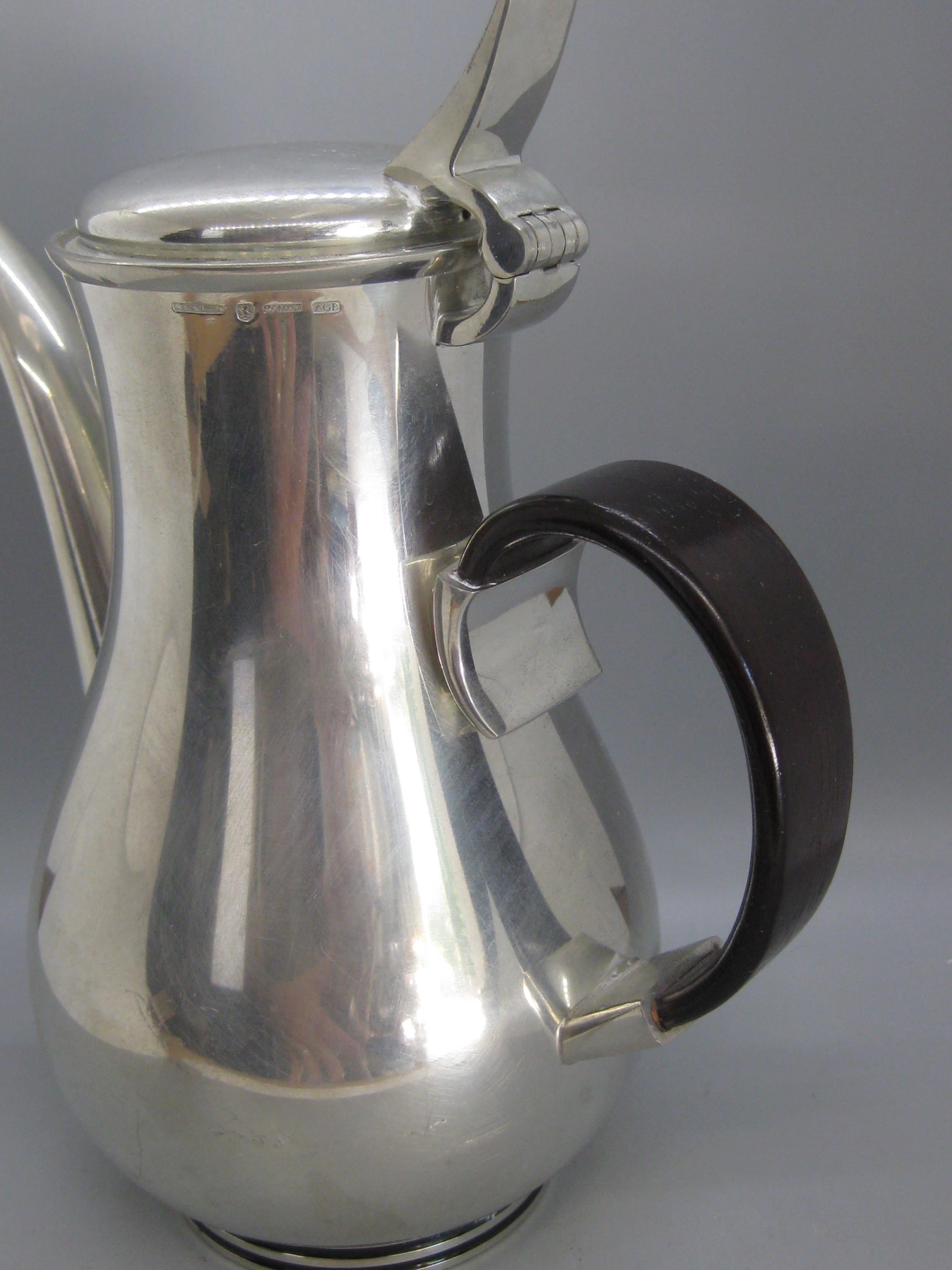 20th Century British Mid Century Royal Selangor Pewter & Rosewood Coffee Pot By Gerald Benney For Sale