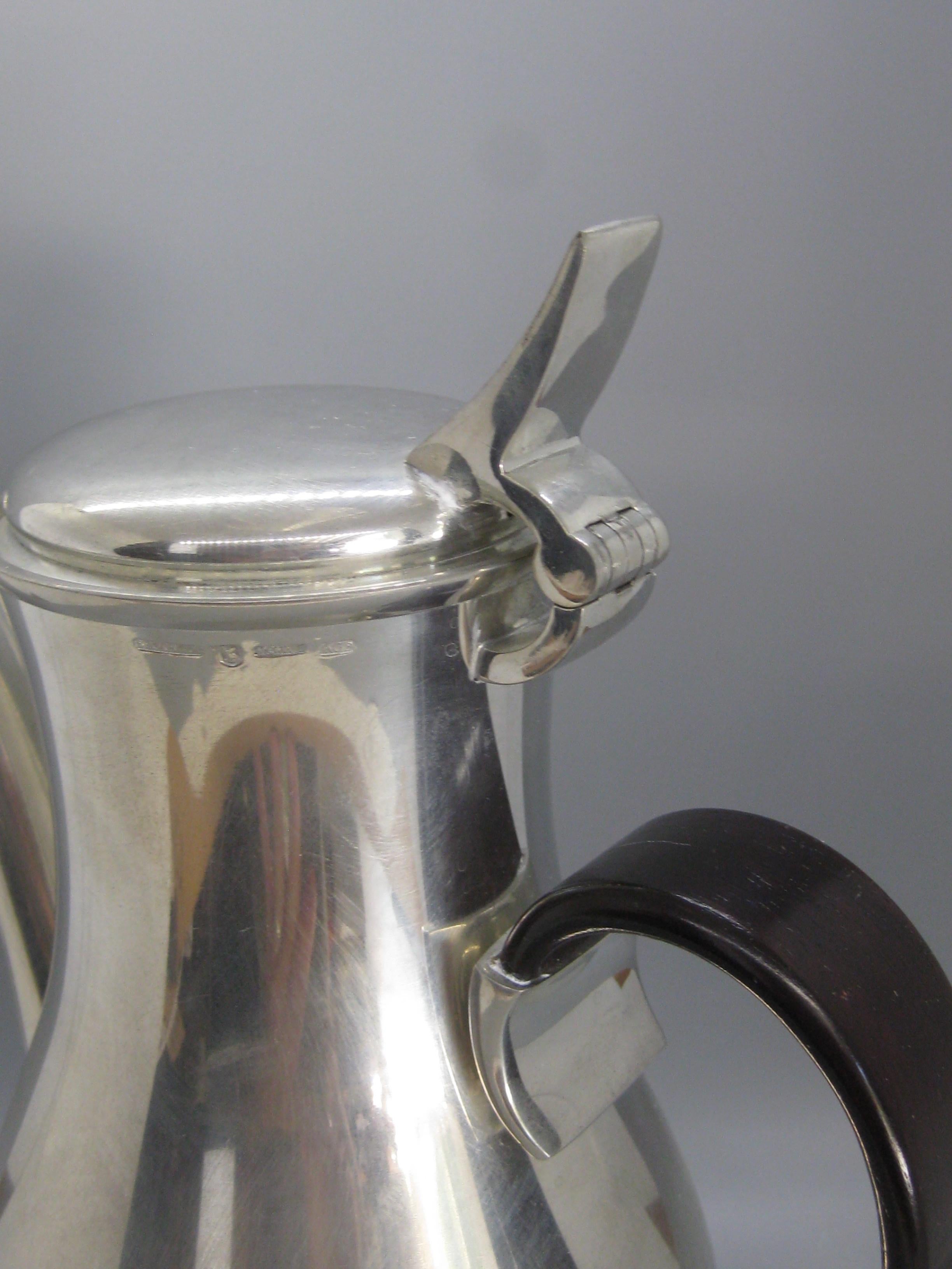British Mid Century Royal Selangor Pewter & Rosewood Coffee Pot By Gerald Benney For Sale 1