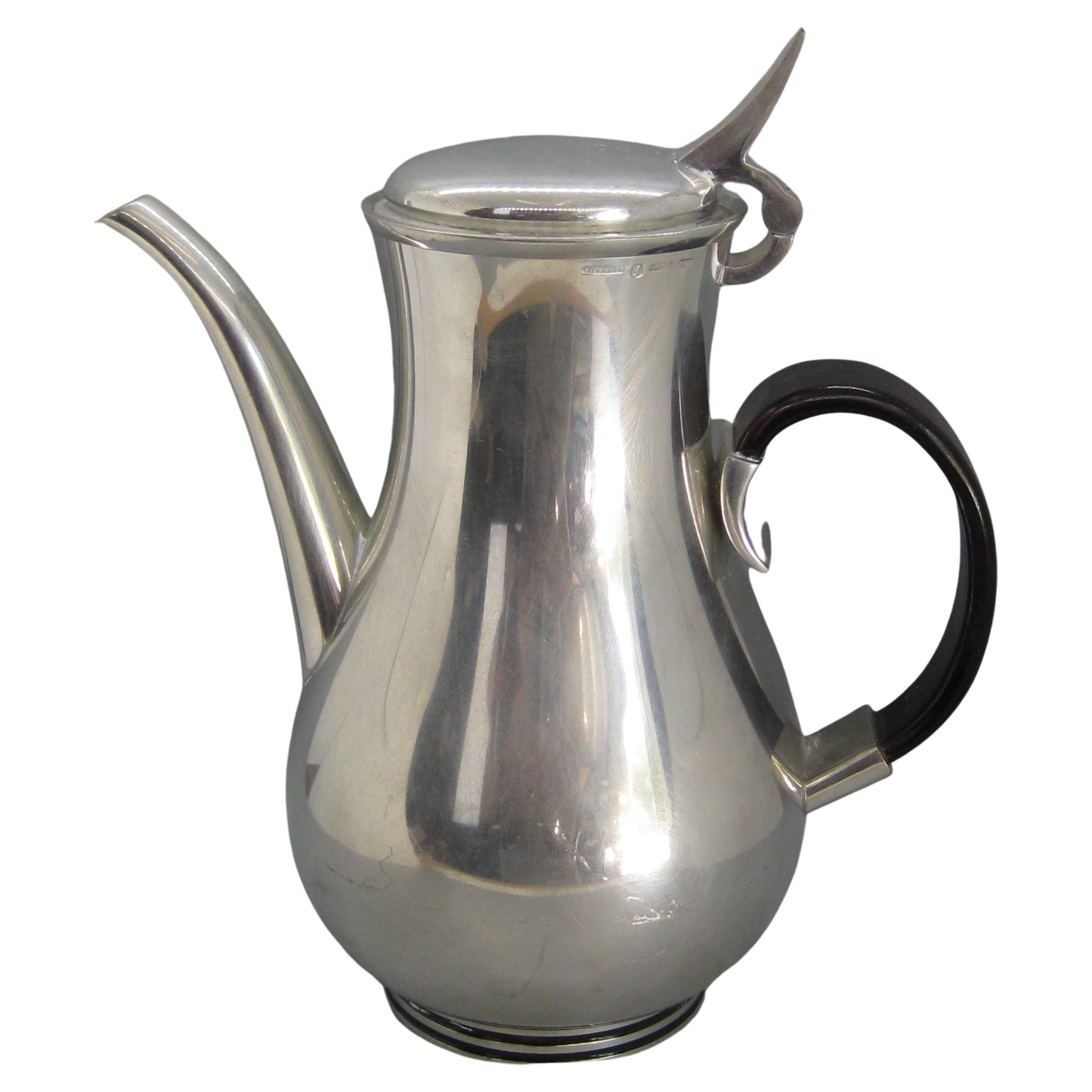 British Mid Century Royal Selangor Pewter & Rosewood Coffee Pot By Gerald Benney For Sale