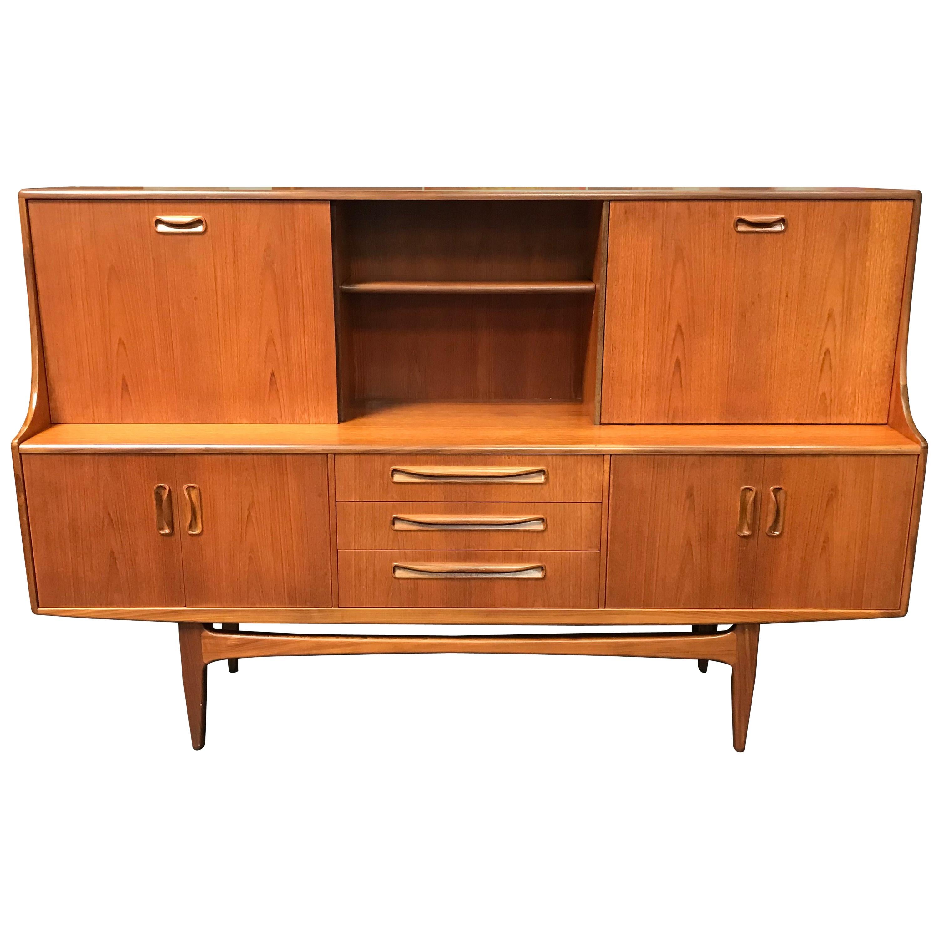British Midcentury Teak Fresco Highboard Sideboard by VB Wilkins for G