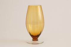 British Midcentury Amber Optic Glass Vase, circa 1970