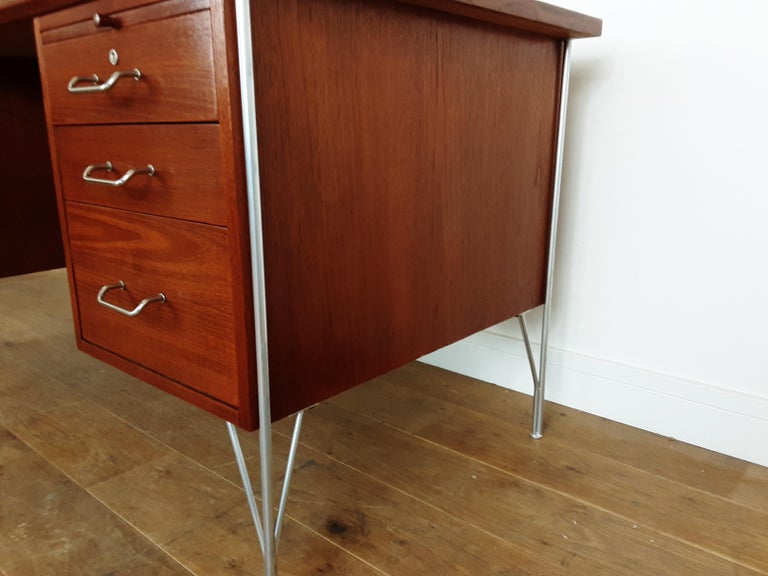 British Midcentury Teak Desk Designed by John and Sylvia Reid for Stag