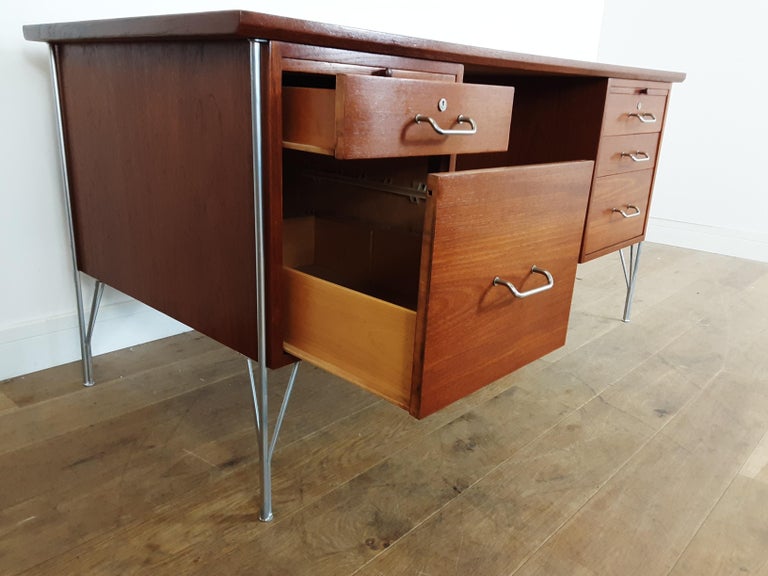 British Midcentury Teak Desk Designed by John and Sylvia Reid for Stag