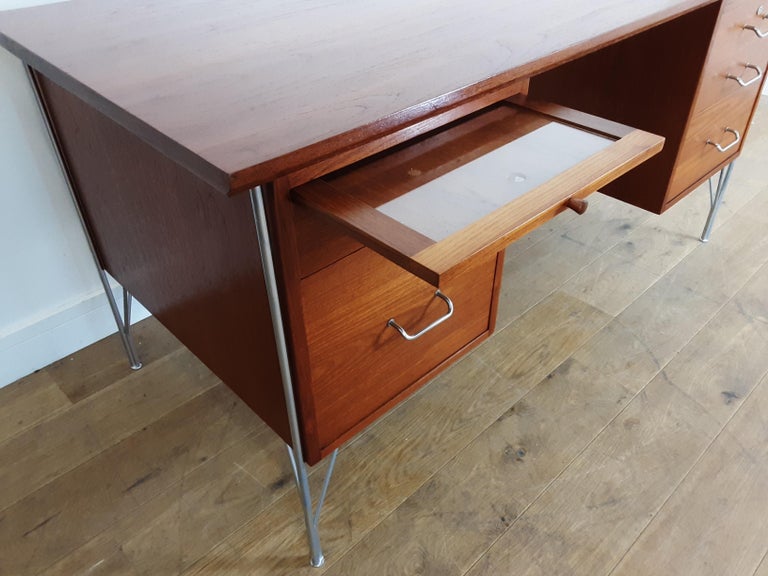 British Midcentury Teak Desk Designed by John and Sylvia Reid for Stag