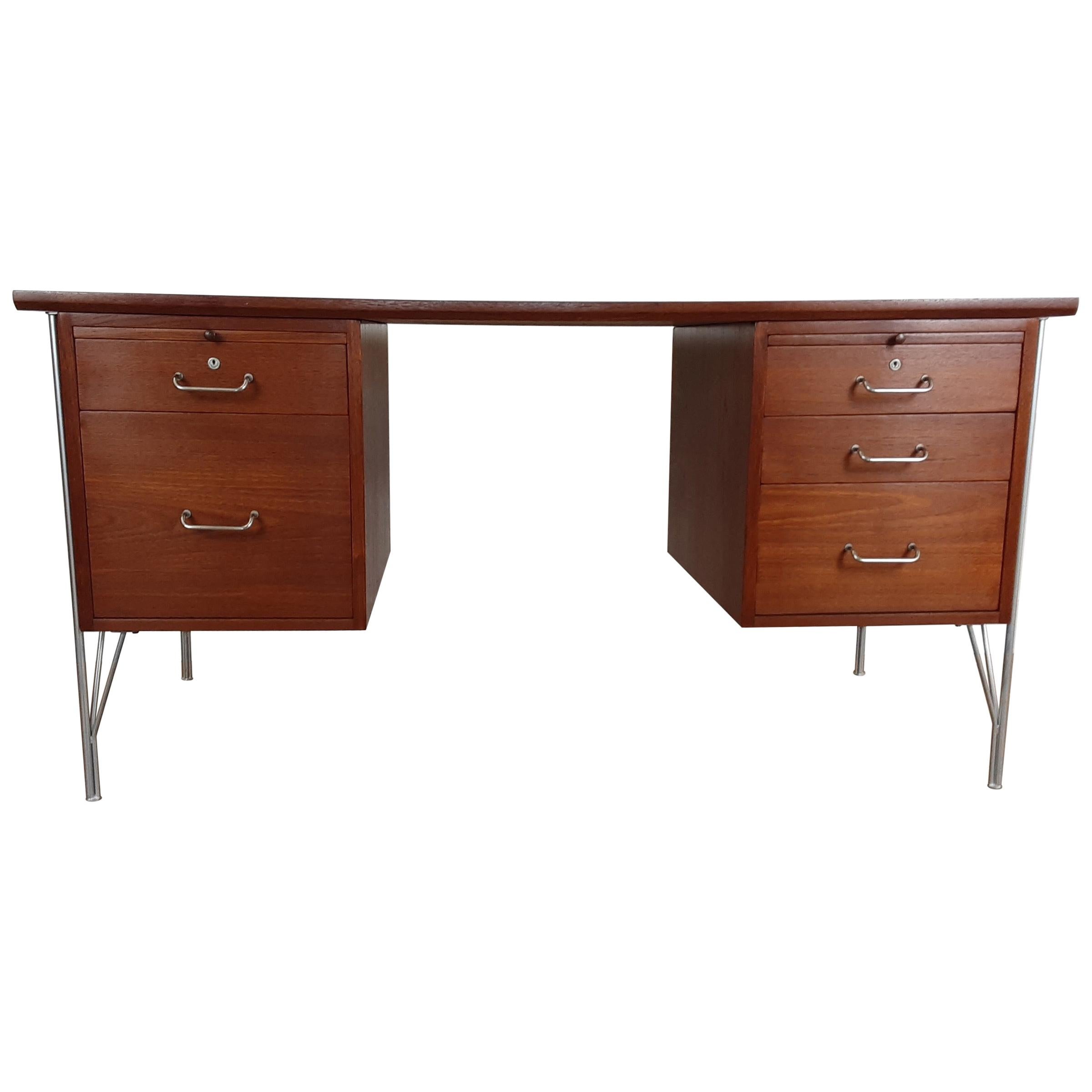 British Midcentury Teak Desk Designed by John and Sylvia Reid for Stag Furniture For Sale