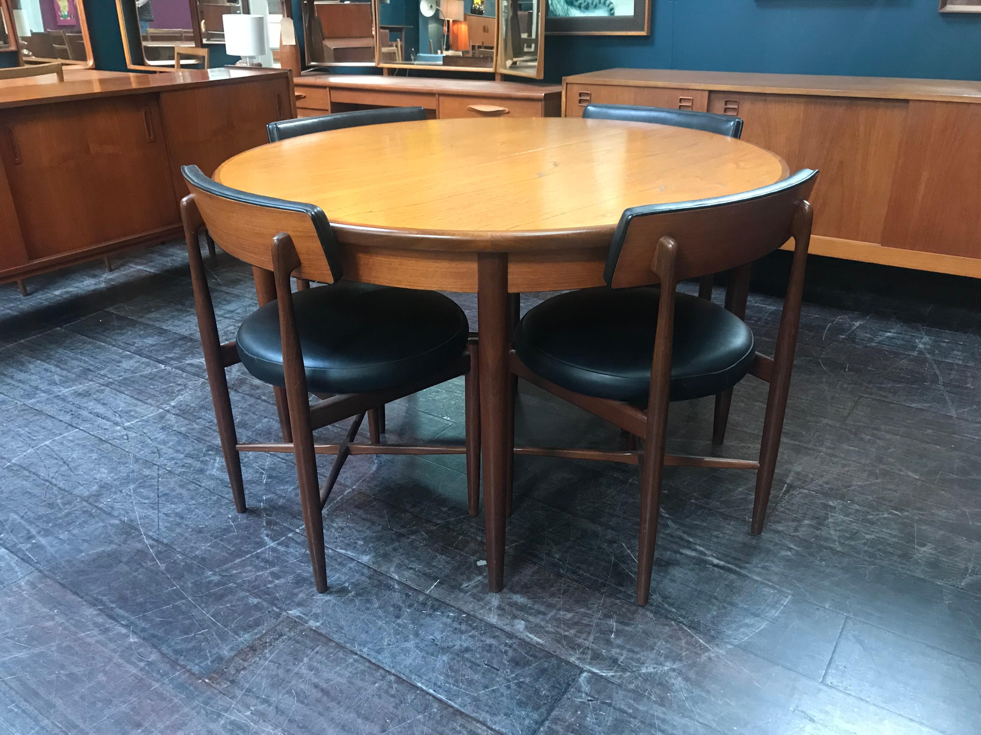 English British Midcentury Teak Dining Table G Plan with 4 Chairs by Ib Kofod-Larsen For Sale