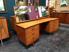 British Midcentury Teak Dressing Table with Stool by White and Newton