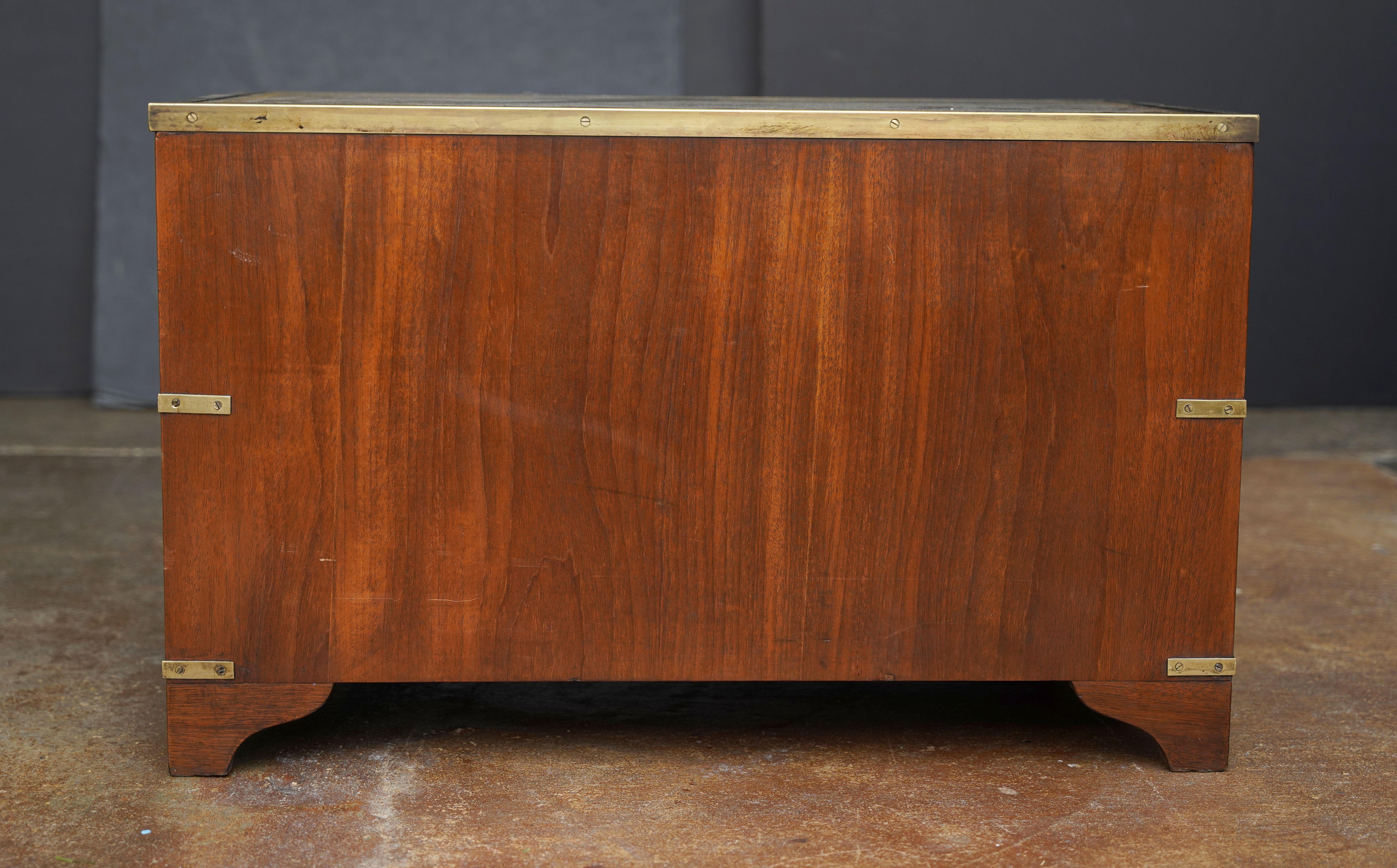 British Military Campaign Brass-Bound Cabinet or Low Table with Leather Top For Sale 6