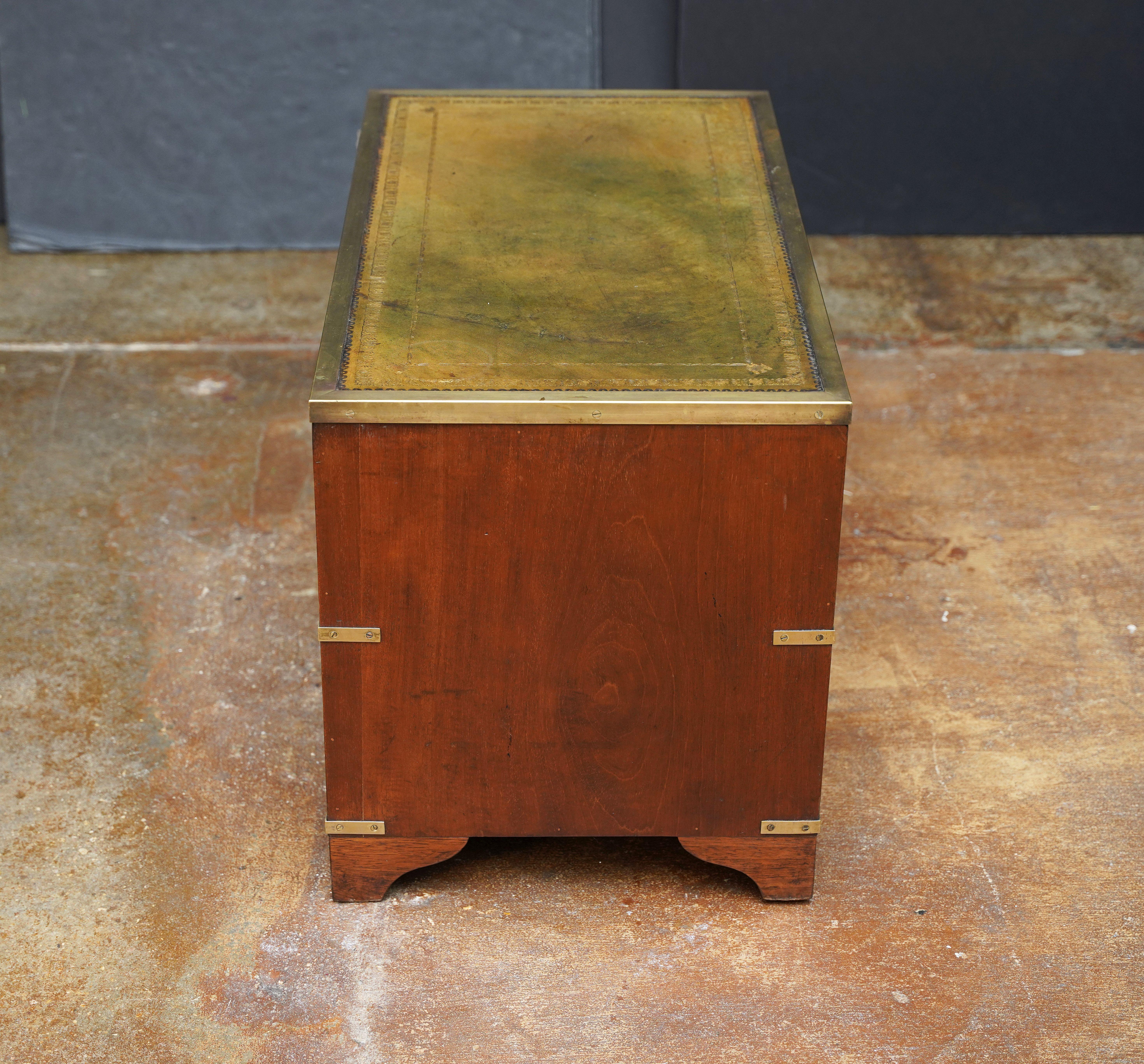 British Military Campaign Brass-Bound Cabinet or Low Table with Leather Top For Sale 7