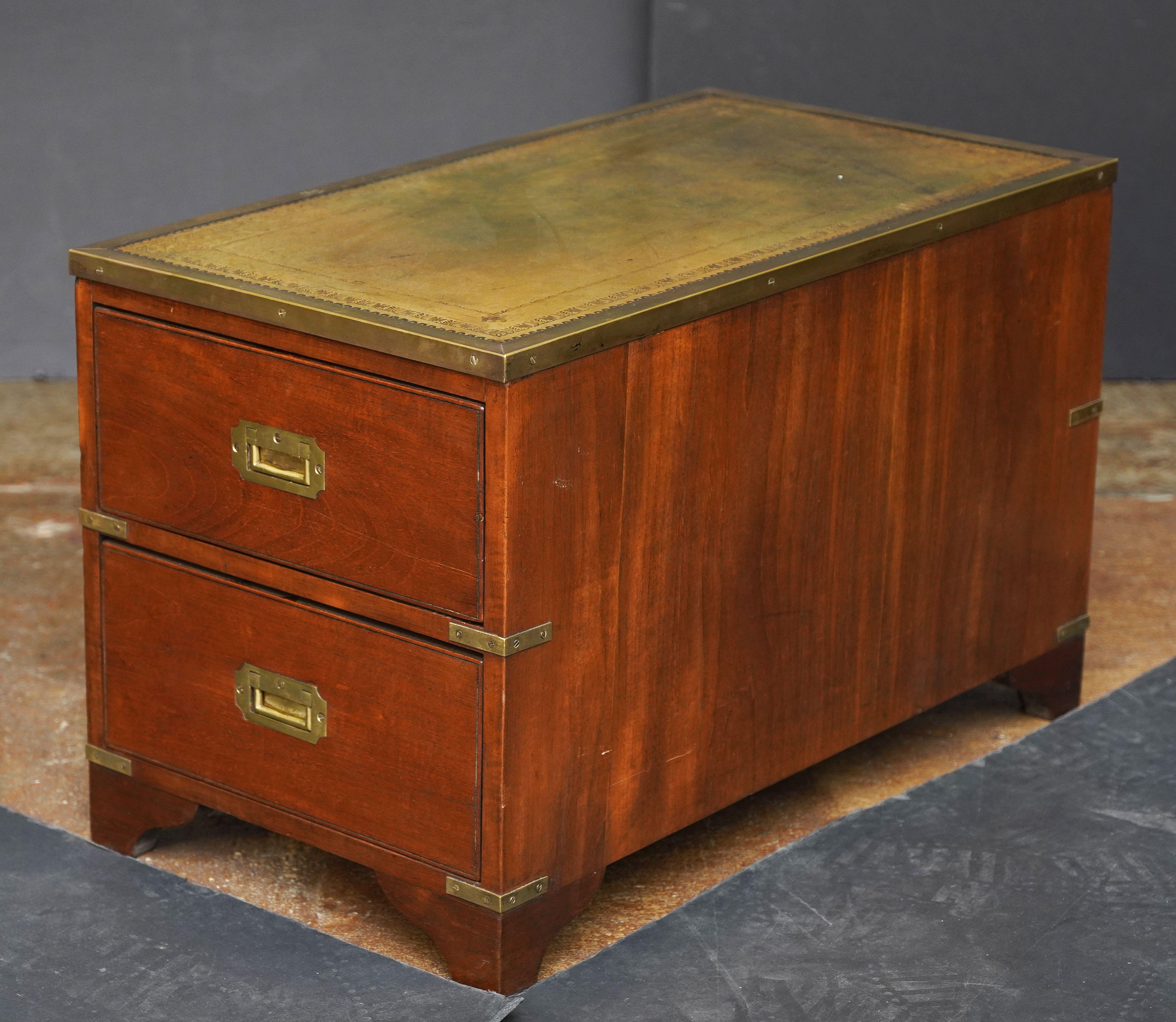 British Military Campaign Brass-Bound Cabinet or Low Table with Leather Top For Sale 2