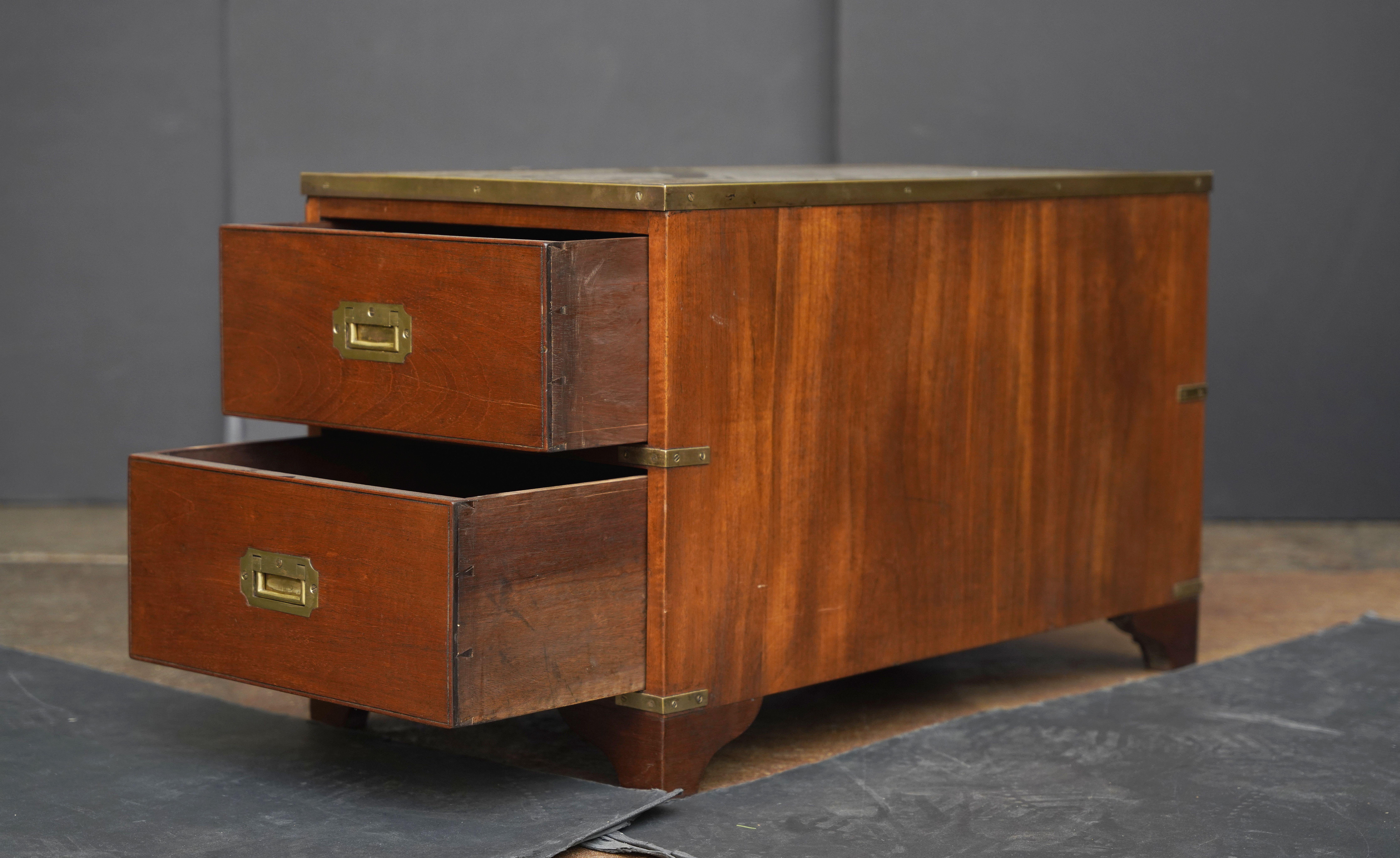 British Military Campaign Brass-Bound Cabinet or Low Table with Leather Top For Sale 3