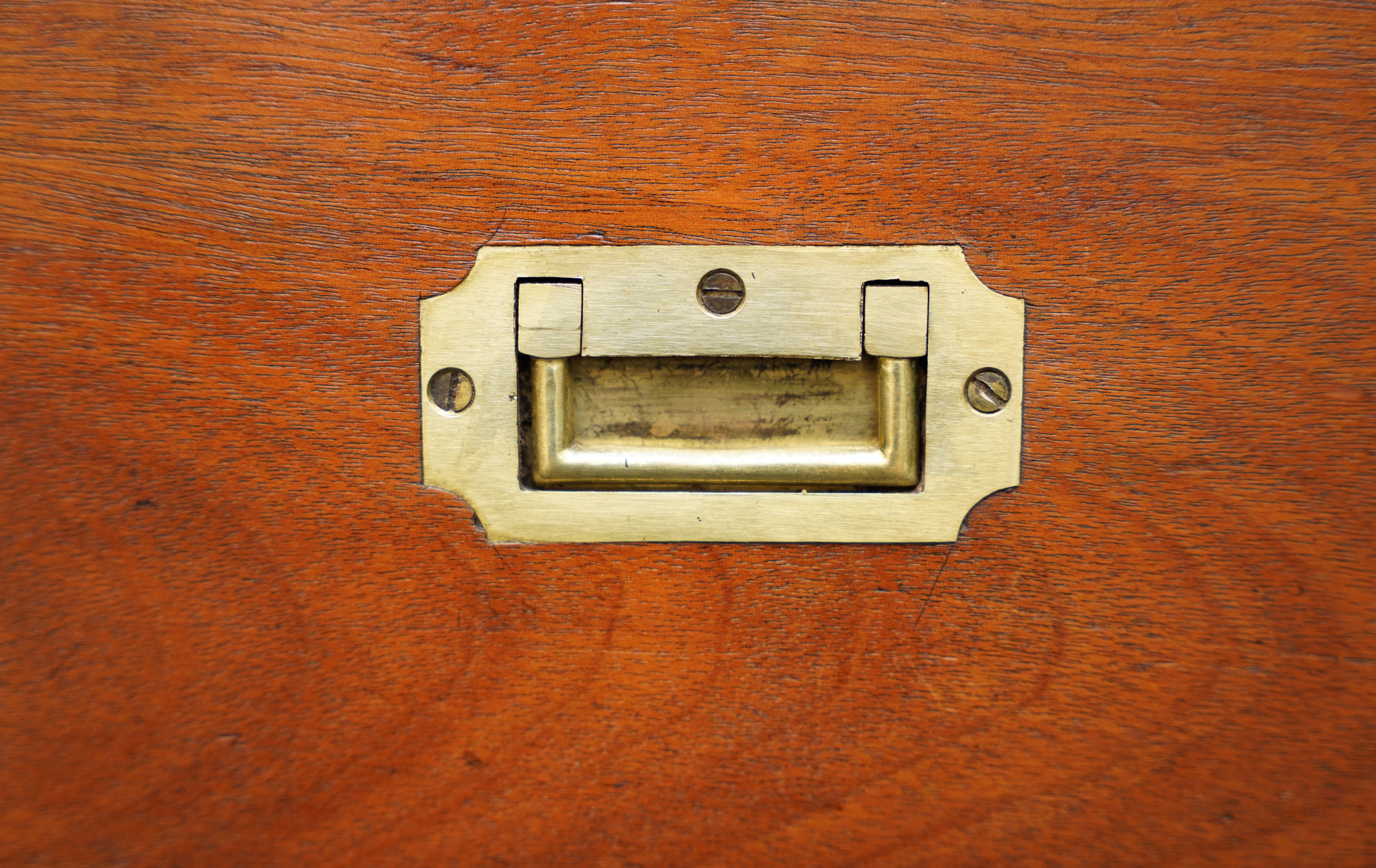 British Military Campaign Brass-Bound Cabinet or Low Table with Leather Top For Sale 5