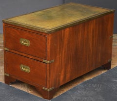 British Military Campaign Brass-Bound Cabinet or Low Table with Leather Top