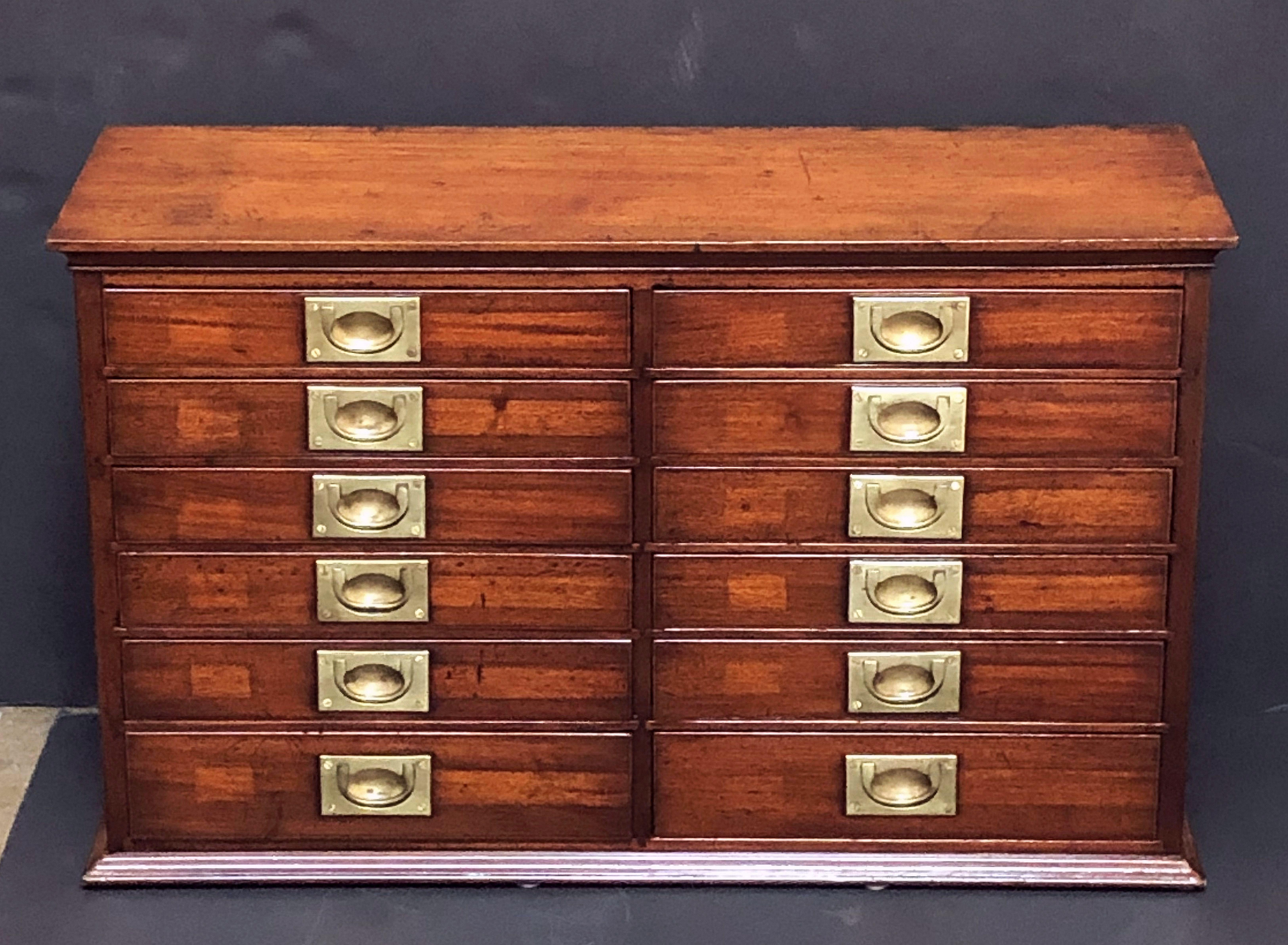 English British Military Campaign Flight of Drawers with Brass Hardware