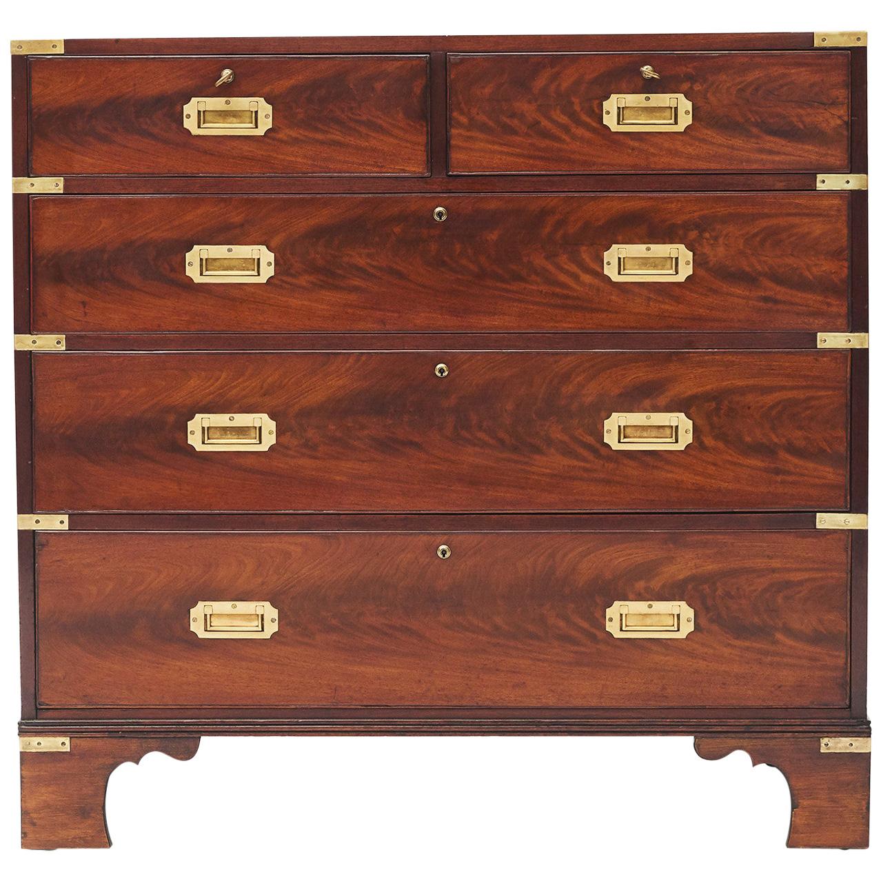 British Military Campaign Mahogany Chest of Drawes