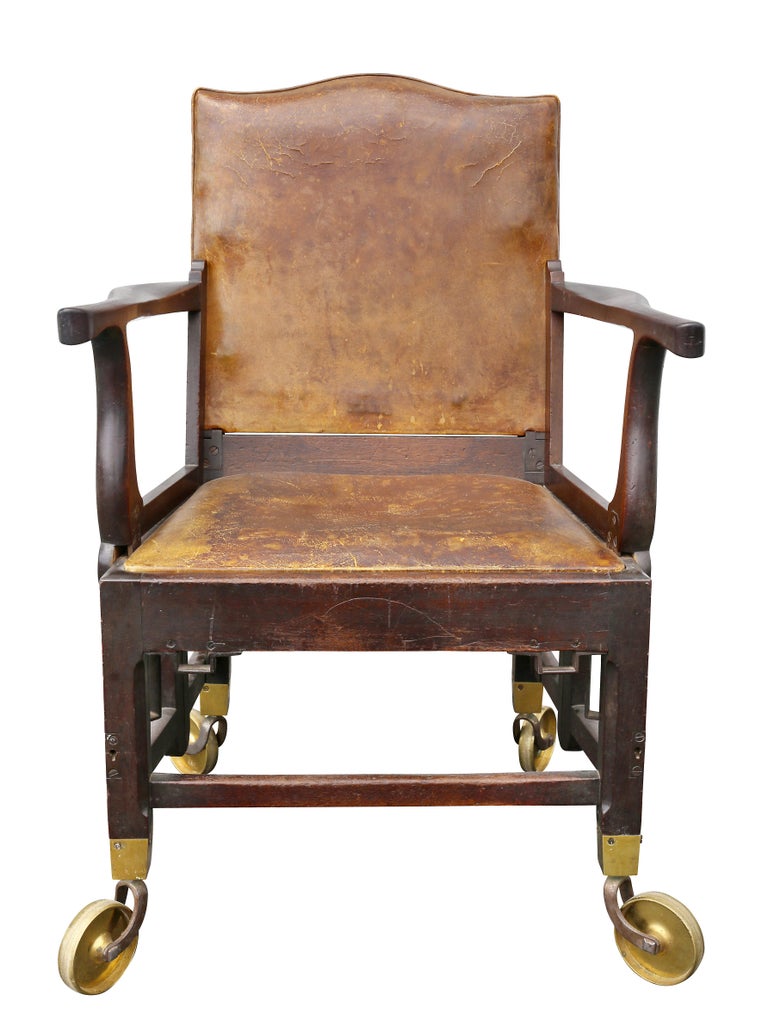 British Military Mahogany and Brass Campaign Chair For Sale at 1stdibs