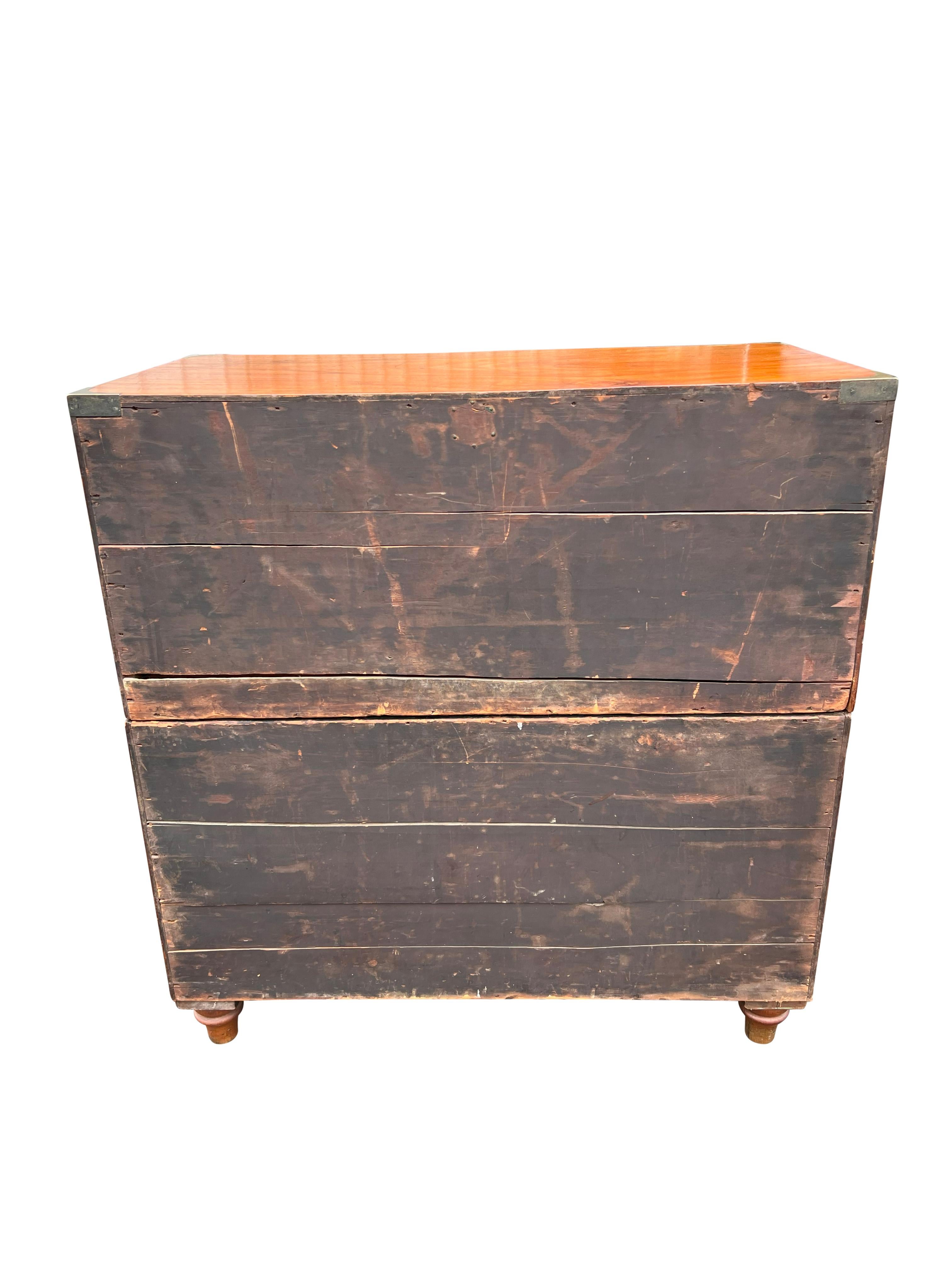 British Military Mahogany Campaign Chest In Good Condition In Essex, MA