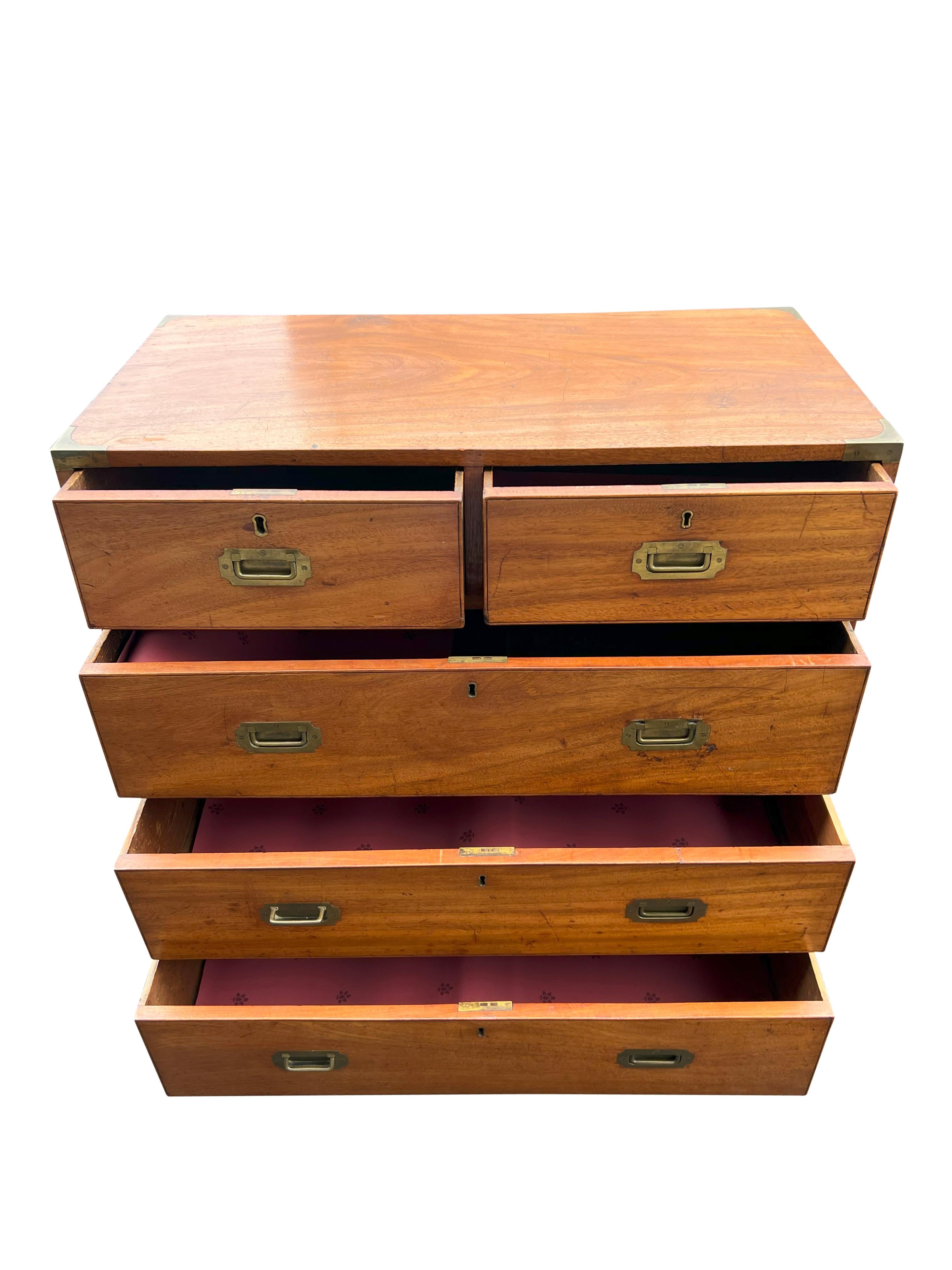 British Military Mahogany Campaign Chest For Sale 2