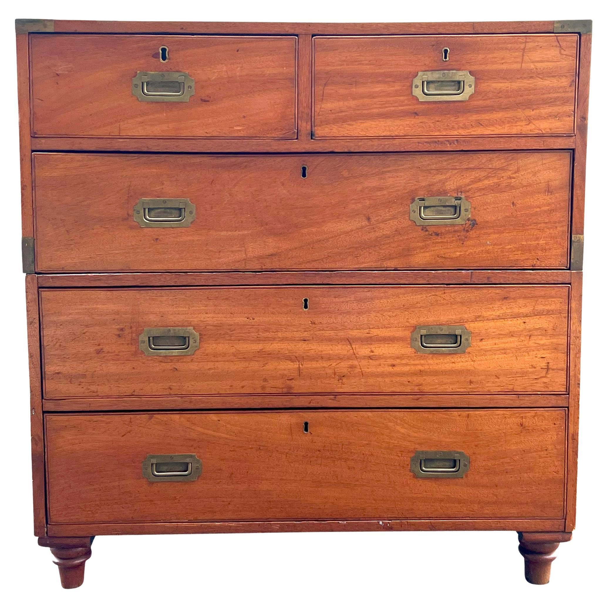 British Military Mahogany Campaign Chest