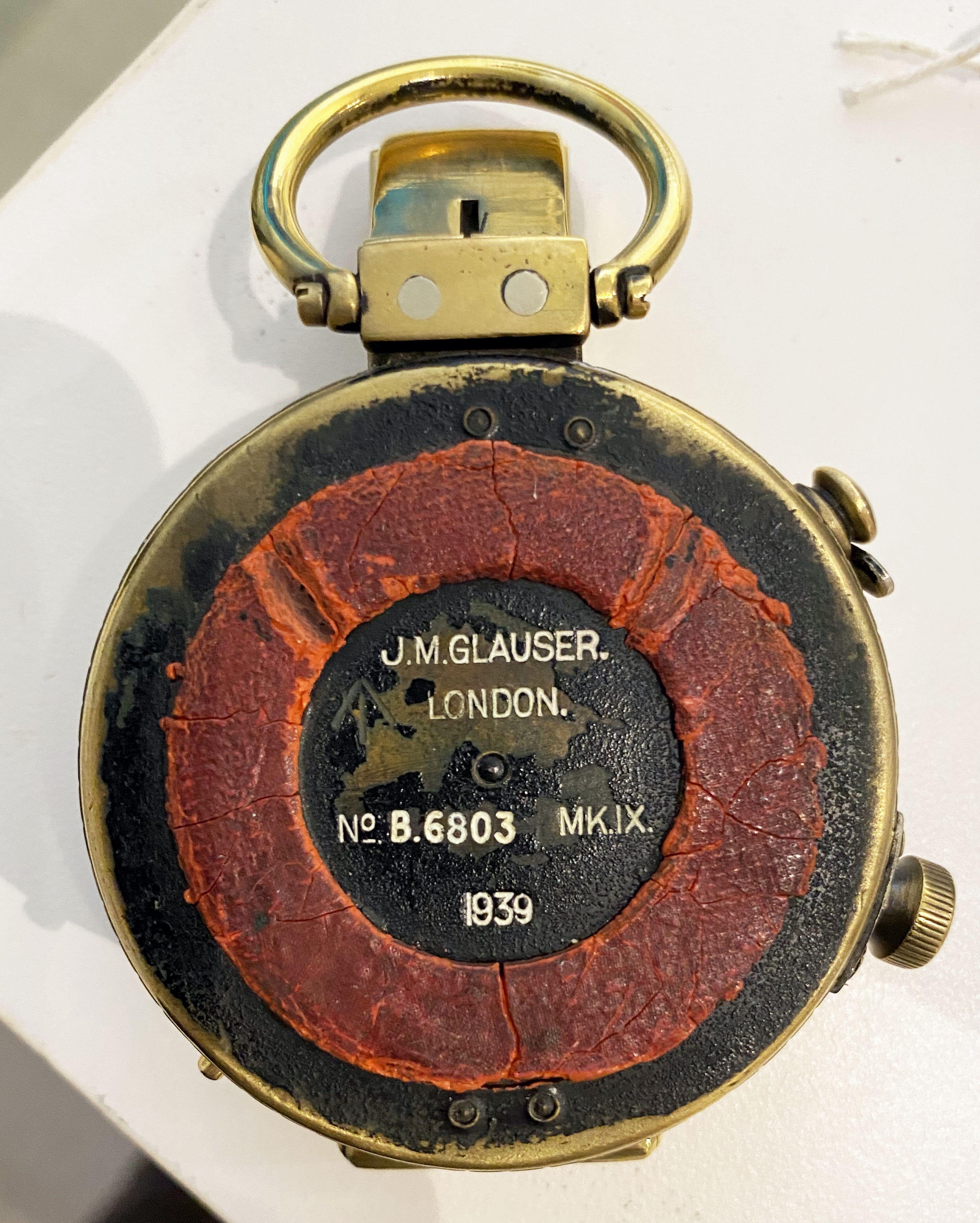 British Military Marching Compass of Brass by Glauser of London, circa 1939 7