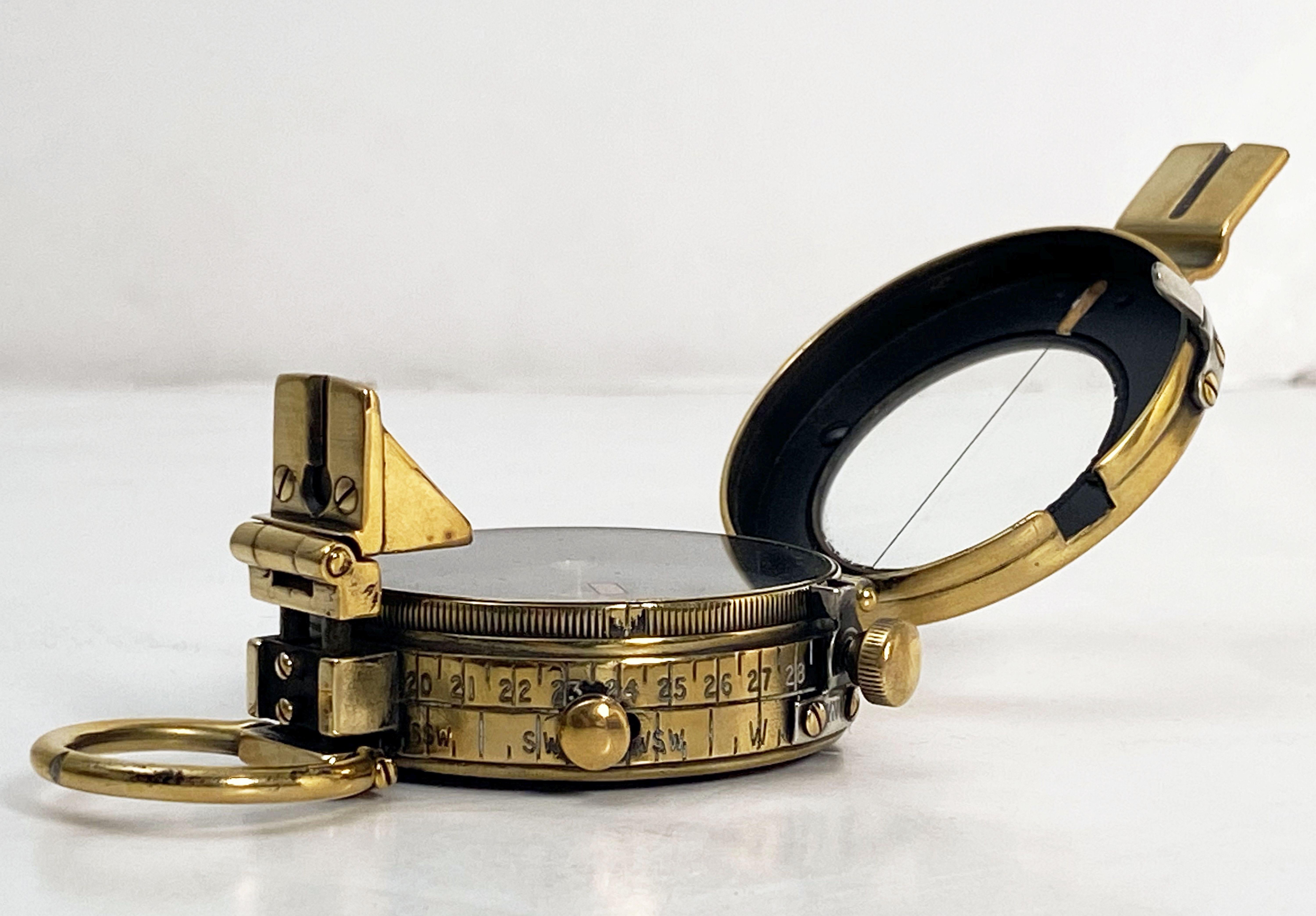British Military Marching Compass of Brass by Glauser of London, circa 1939 In Good Condition In Austin, TX