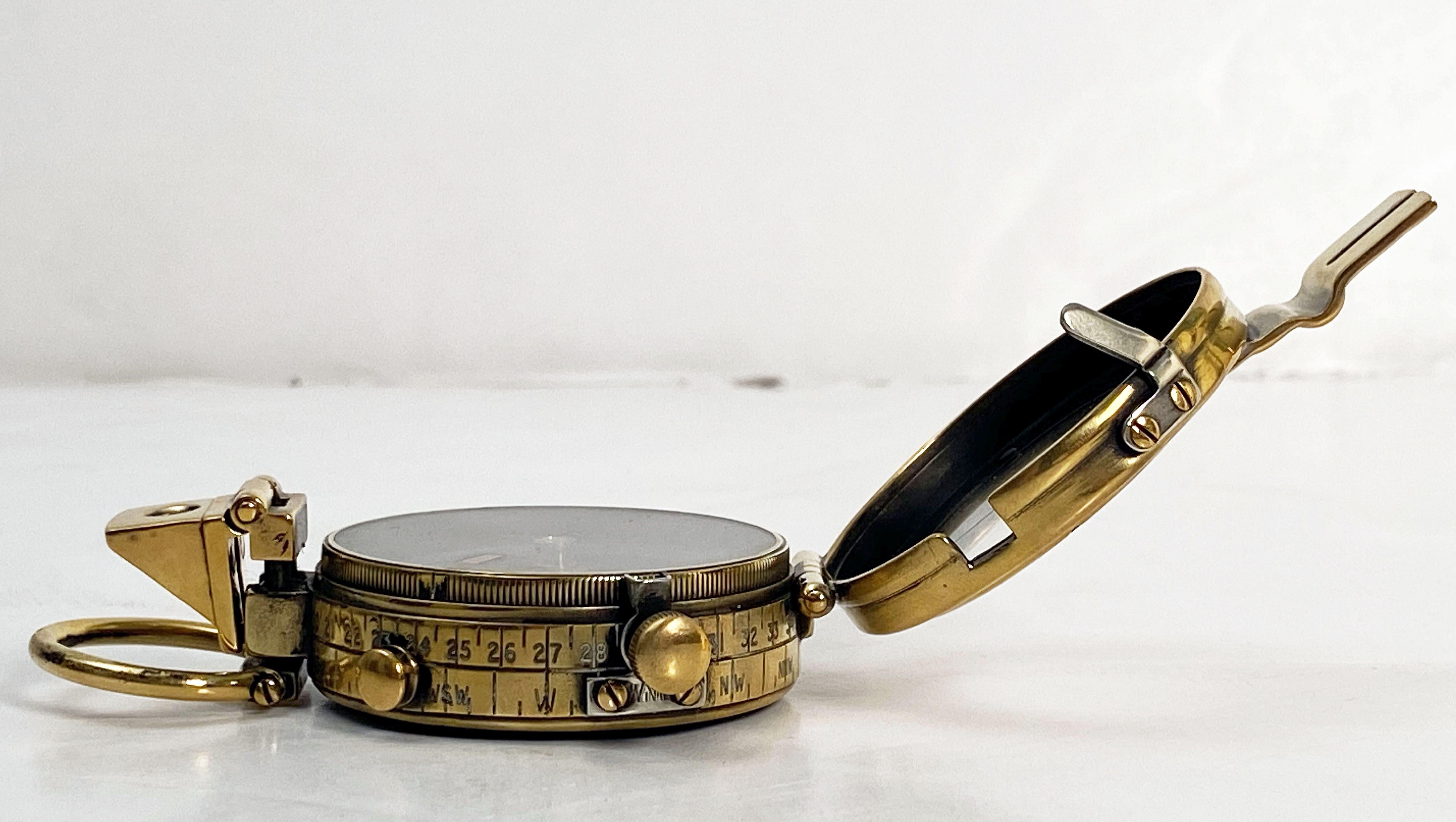 Metal British Military Marching Compass of Brass by Glauser of London, circa 1939