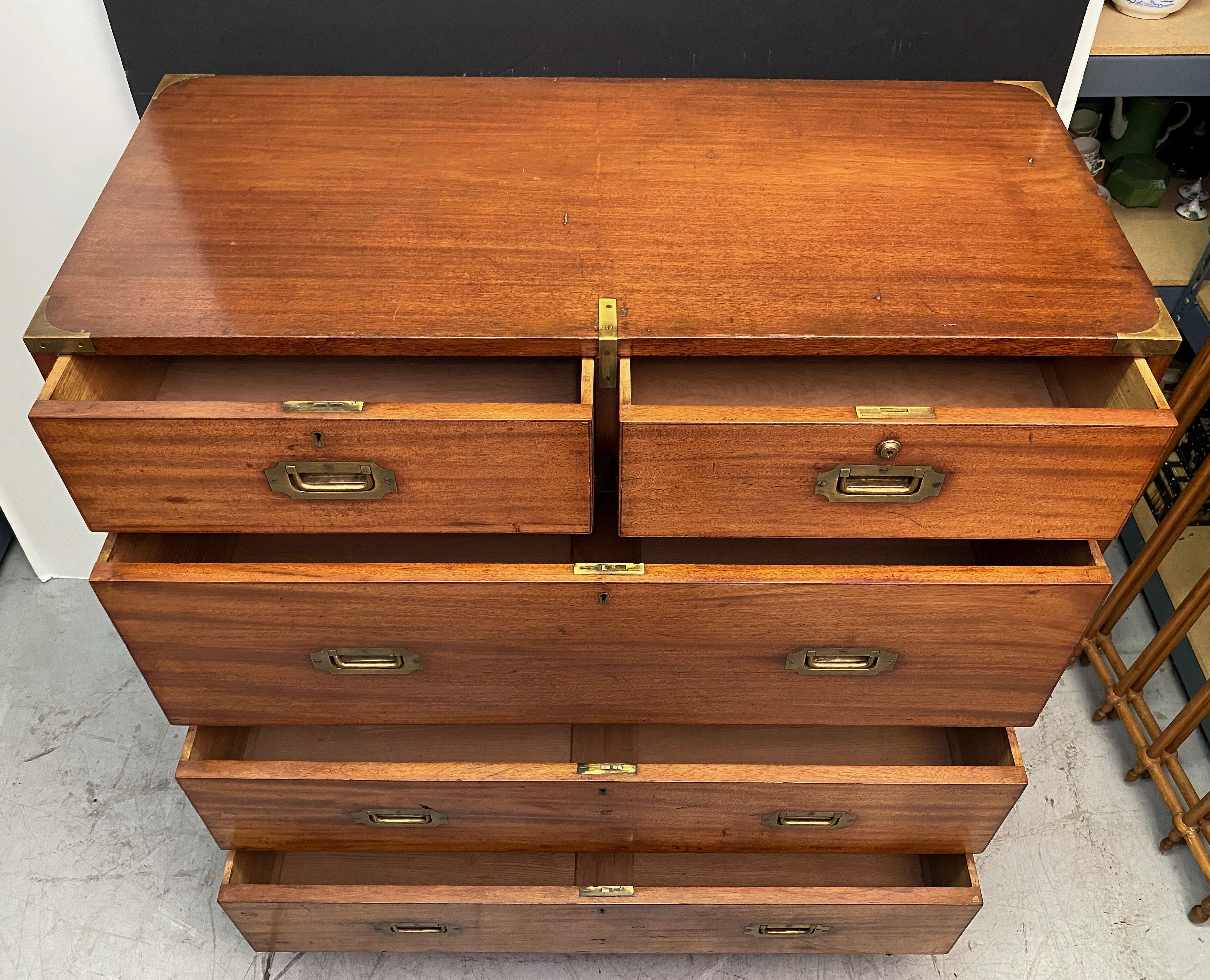 British Military Officer's Brass-Bound Campaign Chest of Mahogany 4