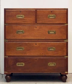 British Military Officer's Brass-Bound Campaign Chest of Mahogany