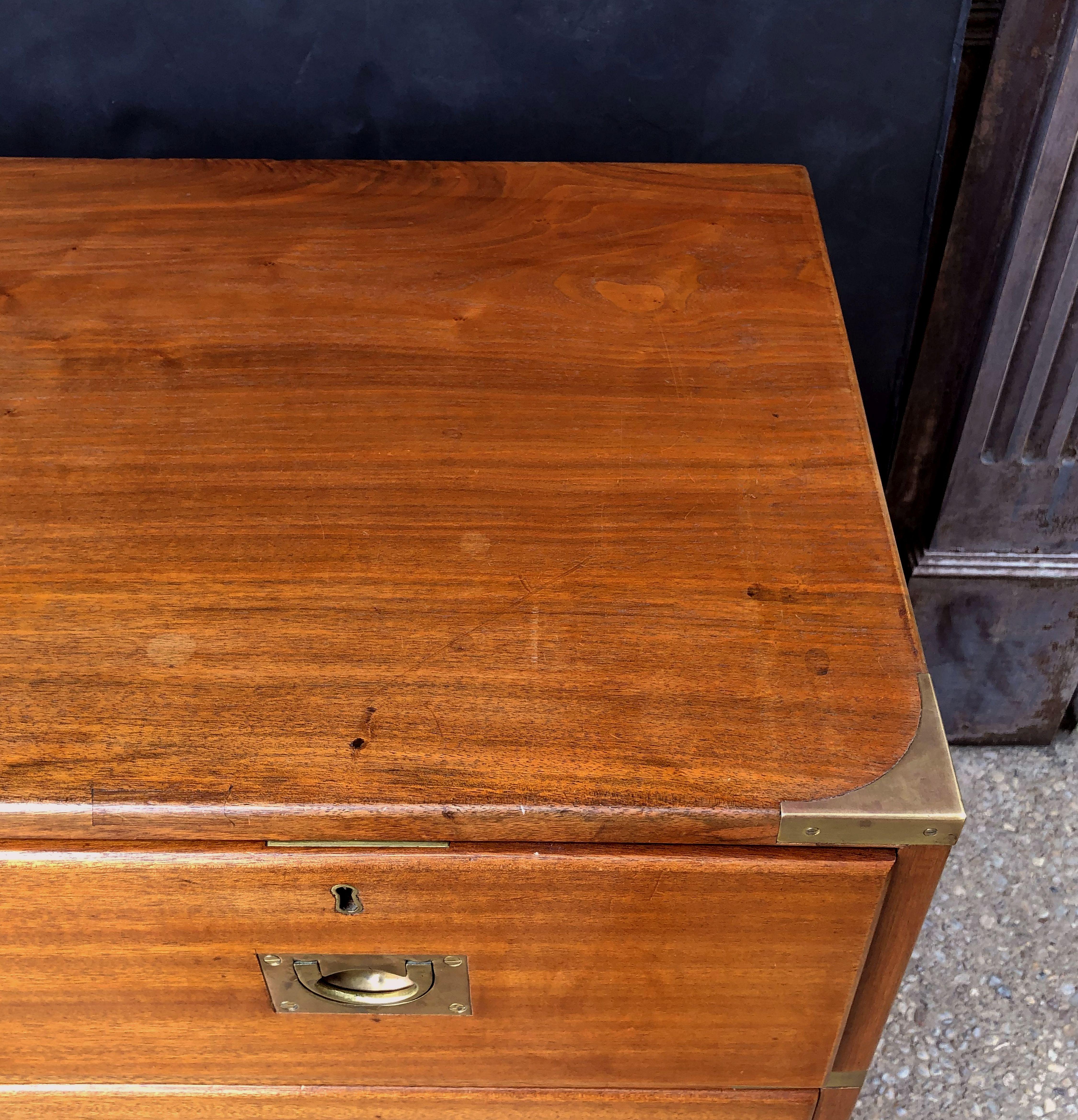 British Military Officer's Campaign Chest of Brass-Bound Oak and Mahogany 5