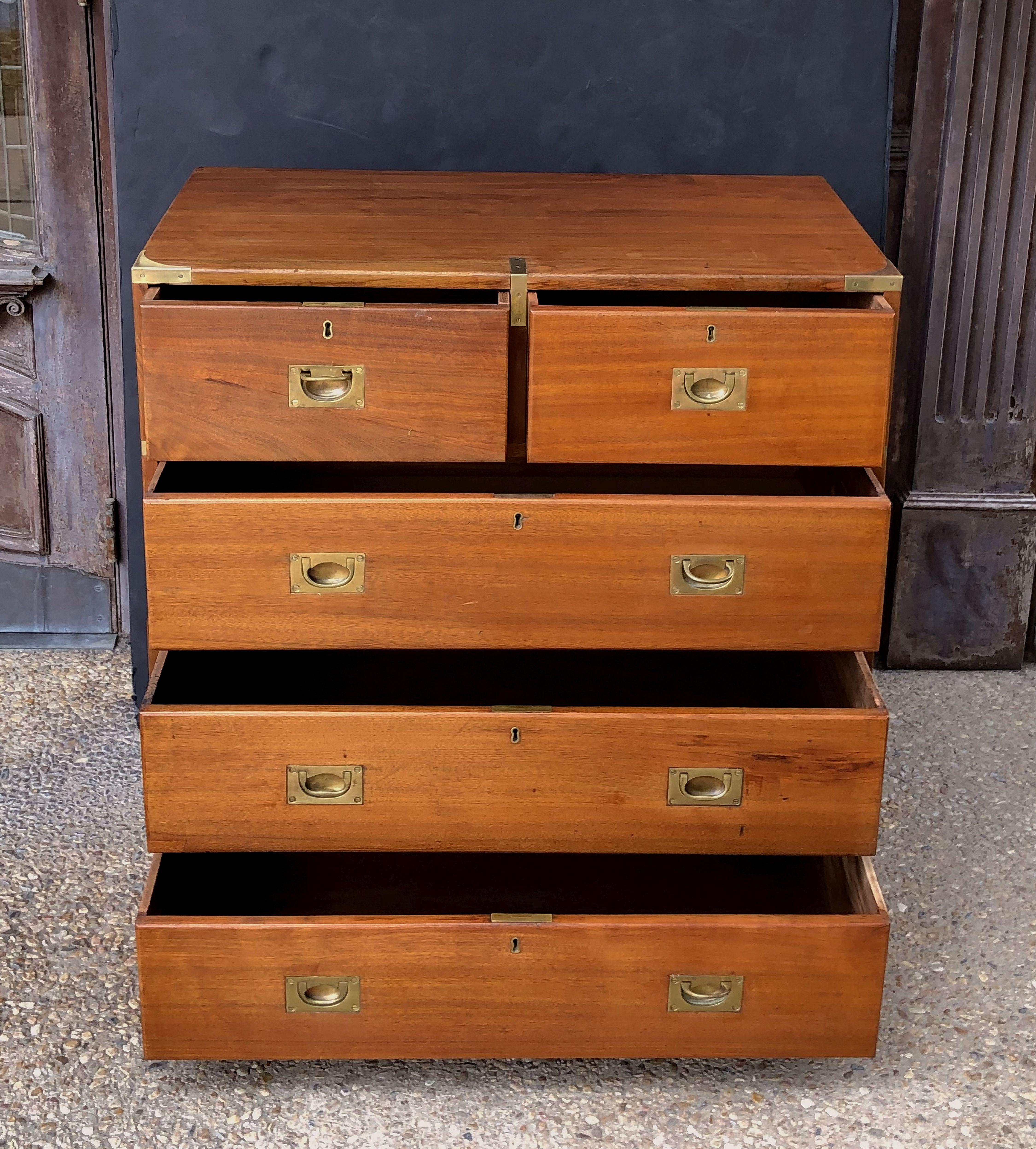 British Military Officer's Campaign Chest of Brass-Bound Oak and Mahogany 1