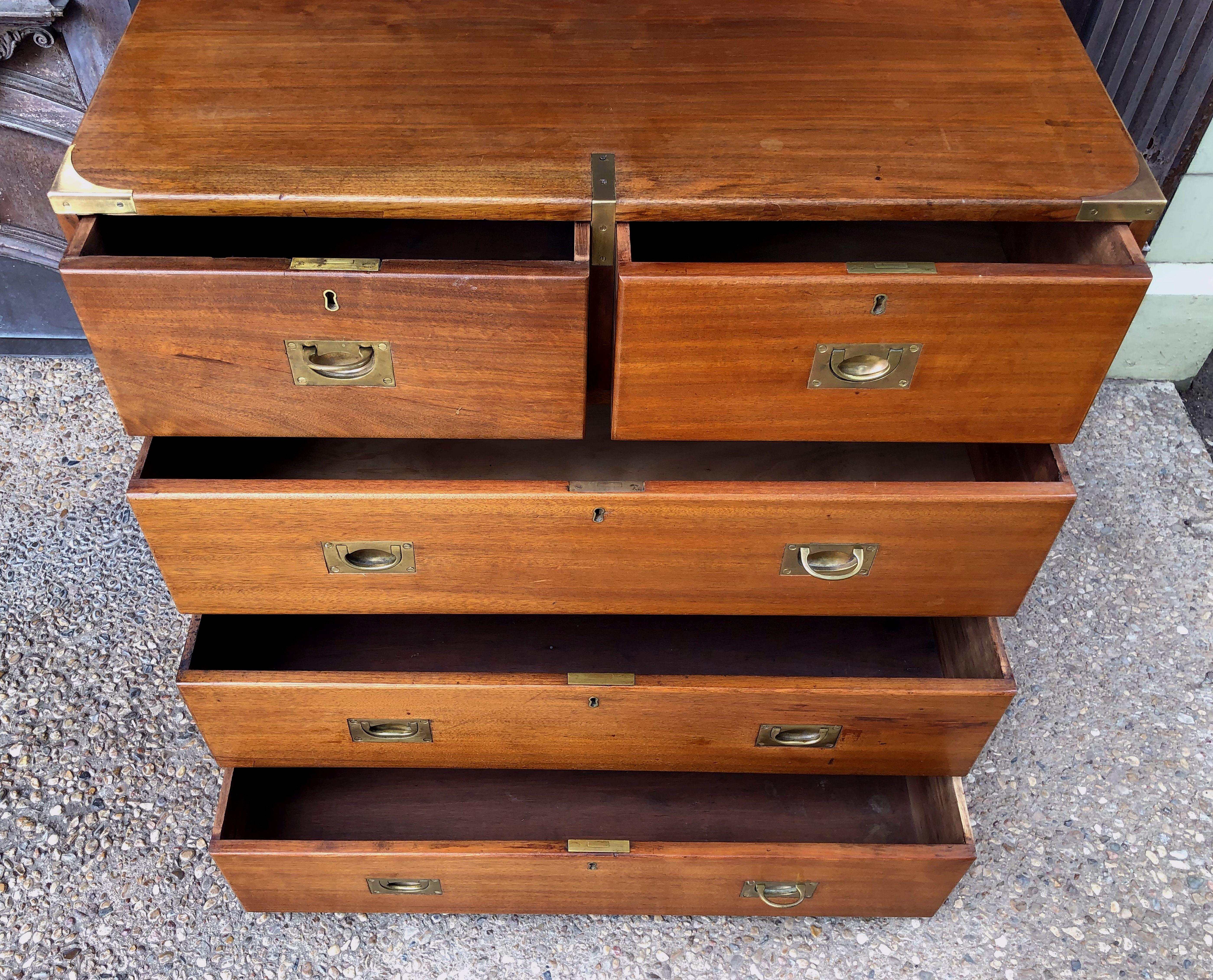 British Military Officer's Campaign Chest of Brass-Bound Oak and Mahogany 2