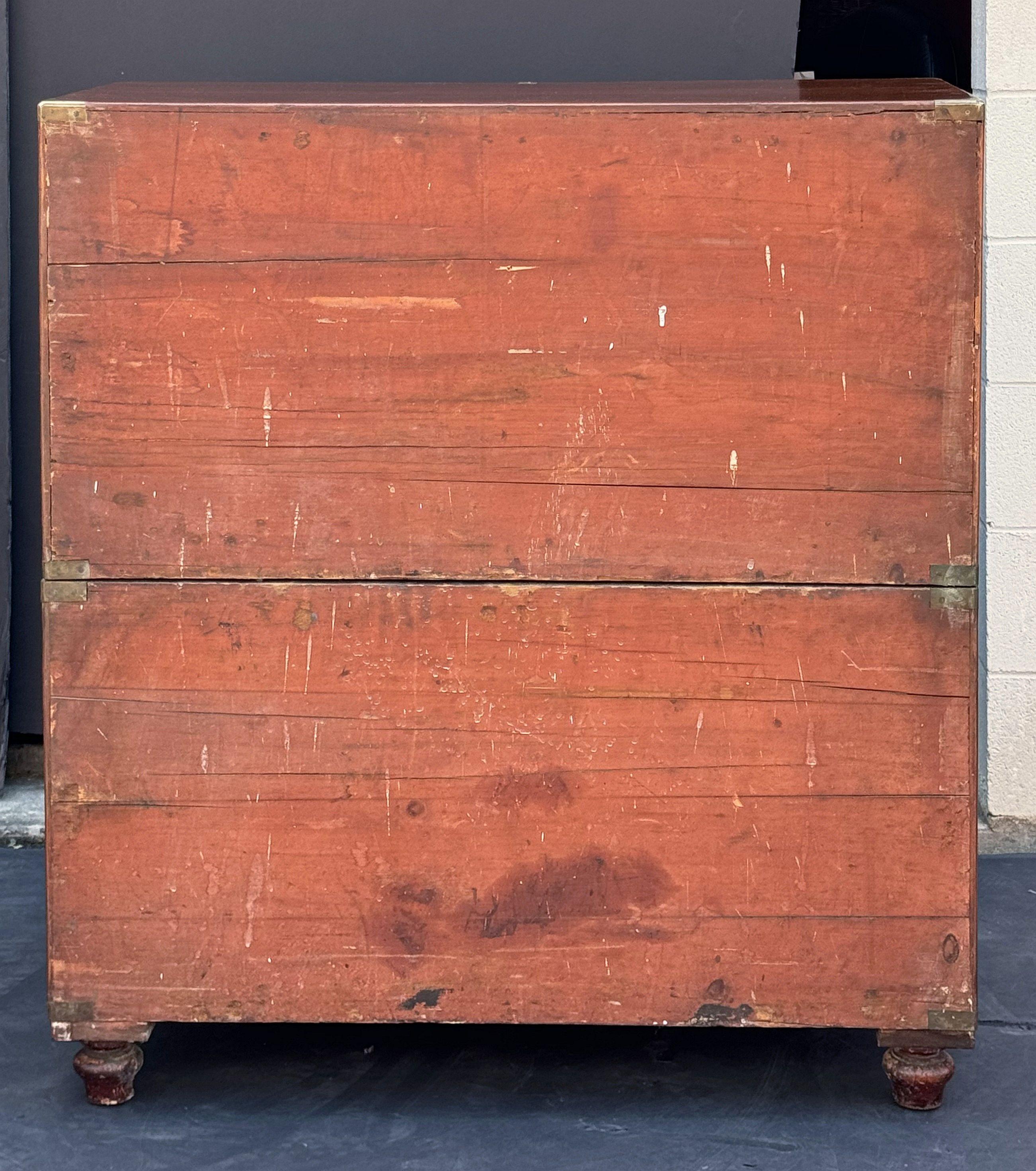 British Military Officer's Campaign Chest Dresser of Brass-Bound Mahogany For Sale 6