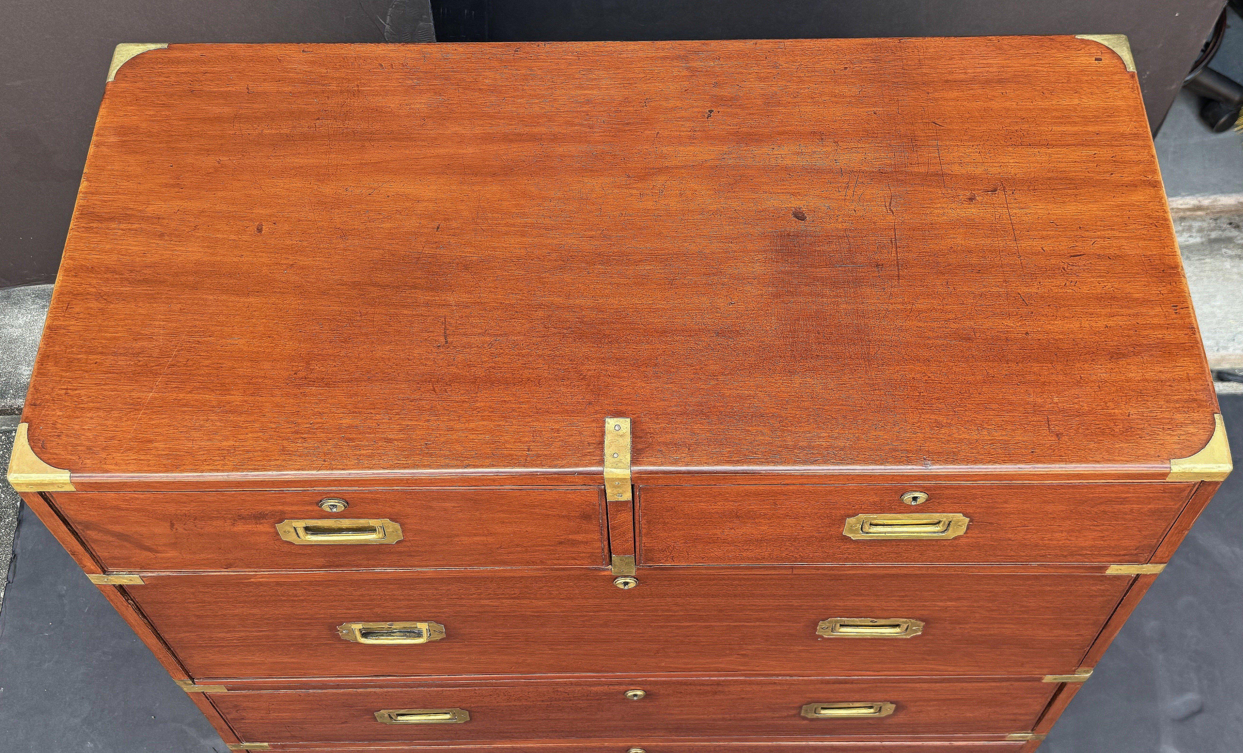 British Military Officer's Campaign Chest Dresser of Brass-Bound Mahogany For Sale 1