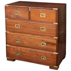British Military Officer's Campaign Chest of Brass-Bound Oak and Mahogany