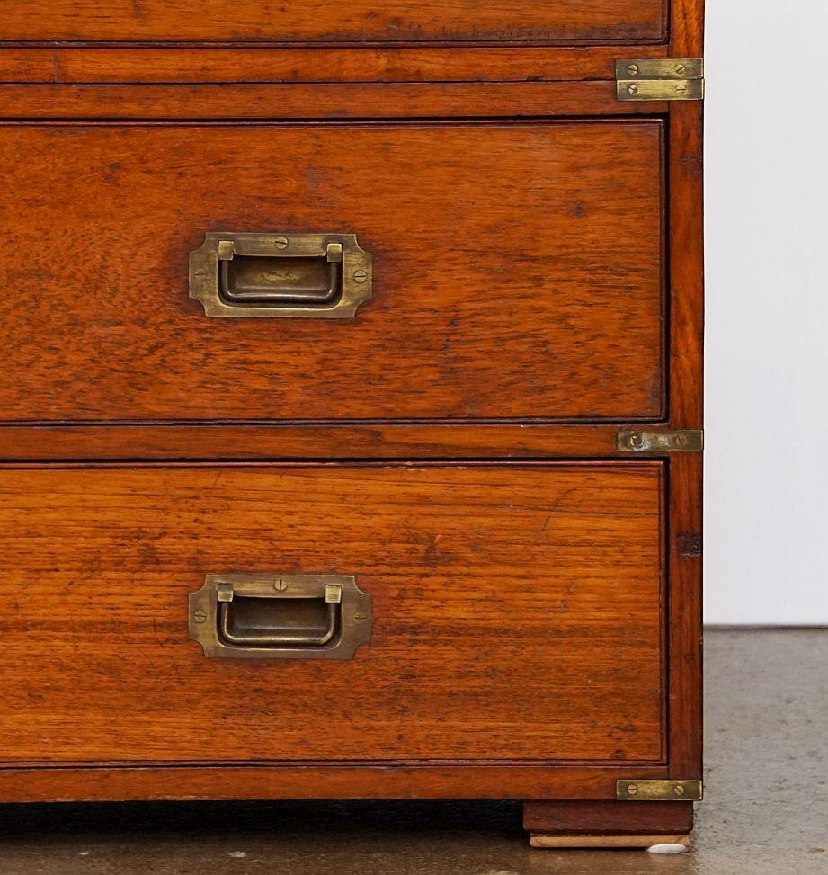British Military Officer's Campaign Chest of Brass-Bound Teak In Good Condition In Austin, TX